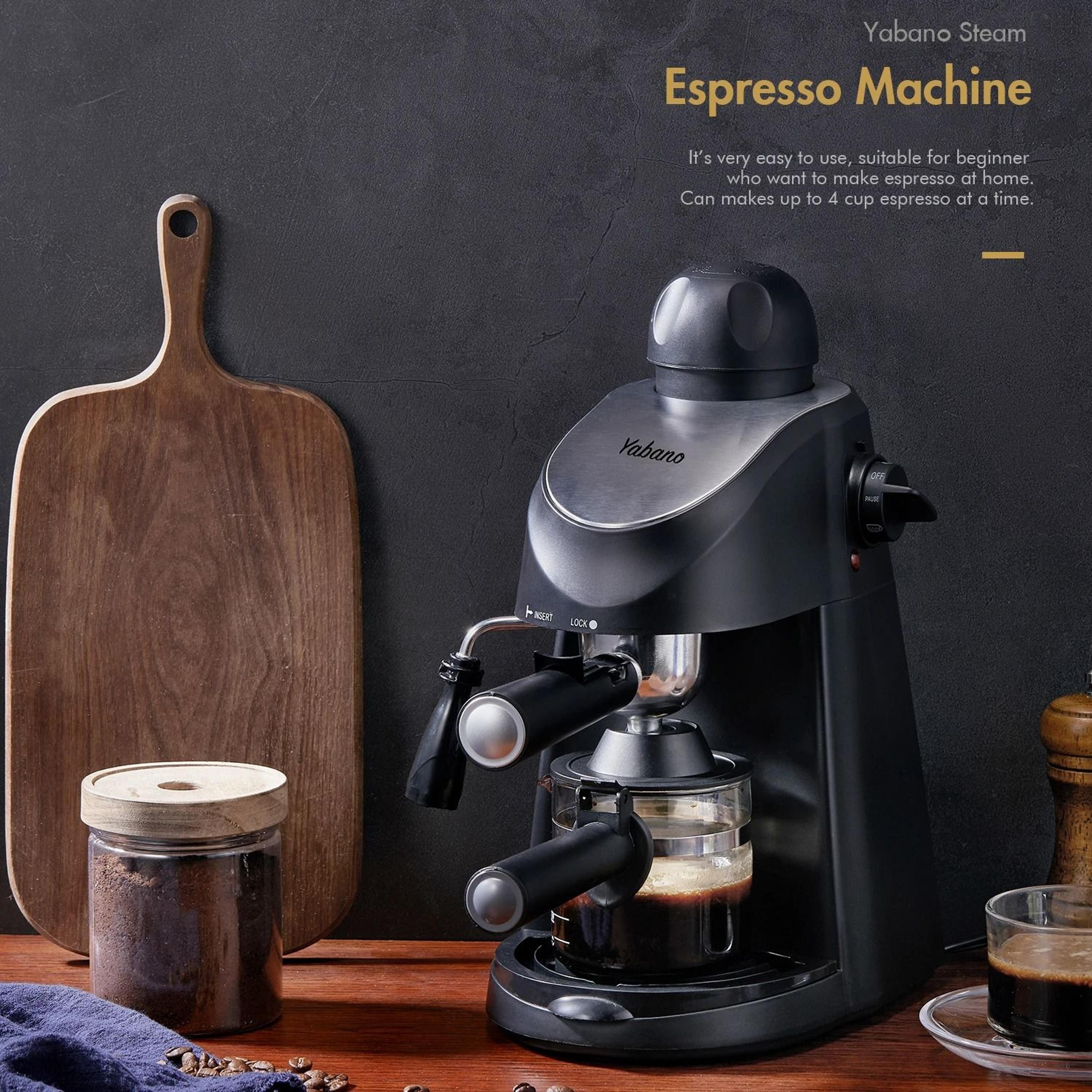 compact espresso and cappuccino machine with milk frother