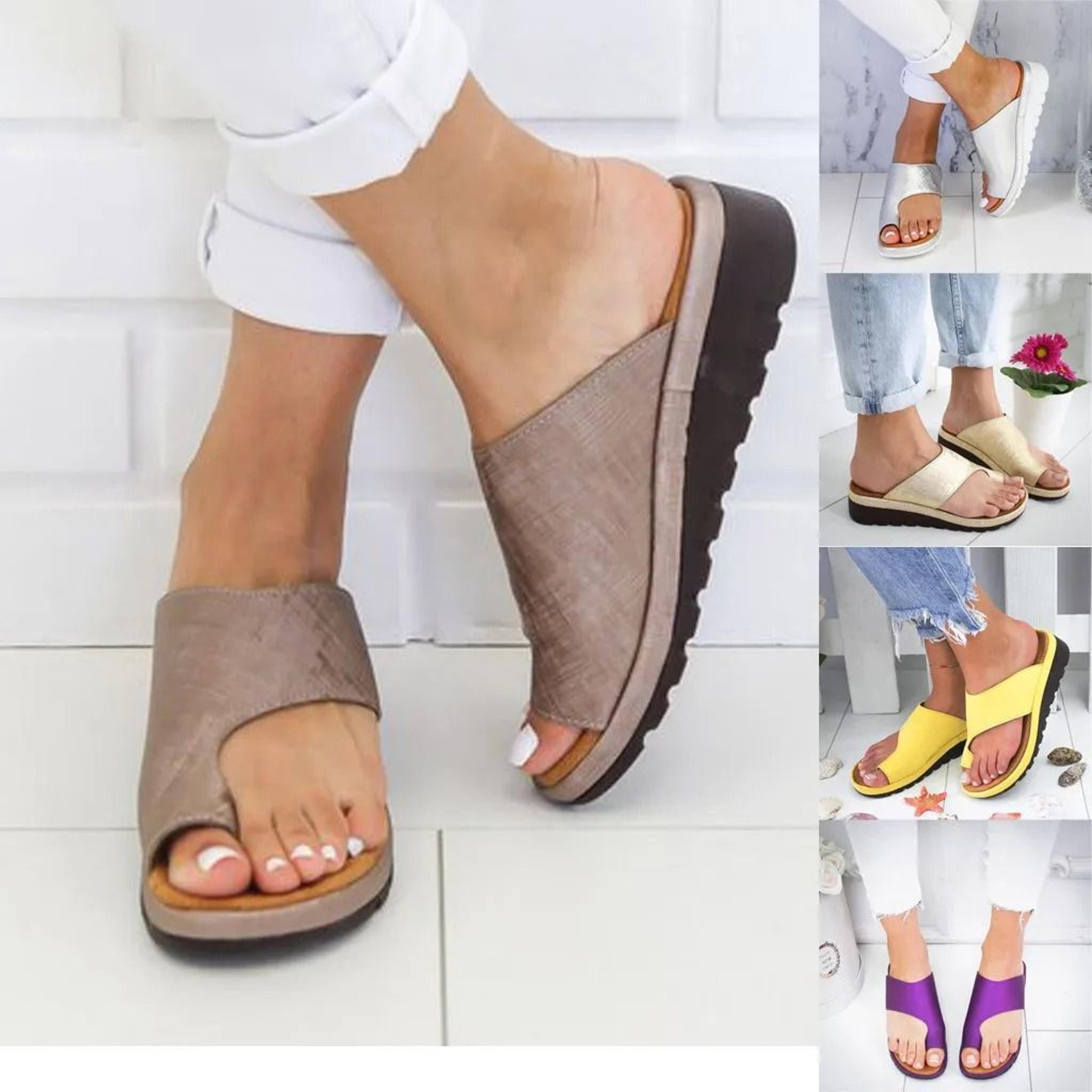 womens orthopedic platform sandals with bunion support and flat sole comfort