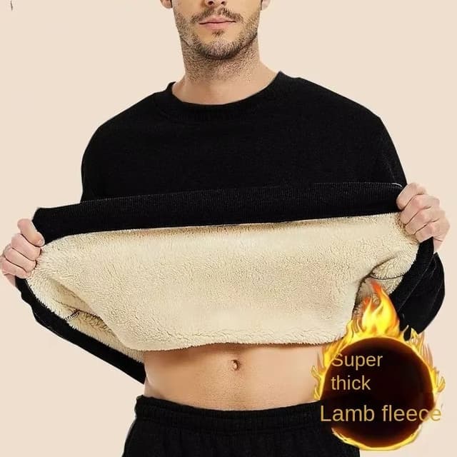 Men Thermal Fleece Pullover Thick Warm Crewneck Sweatshirt For Winter 0