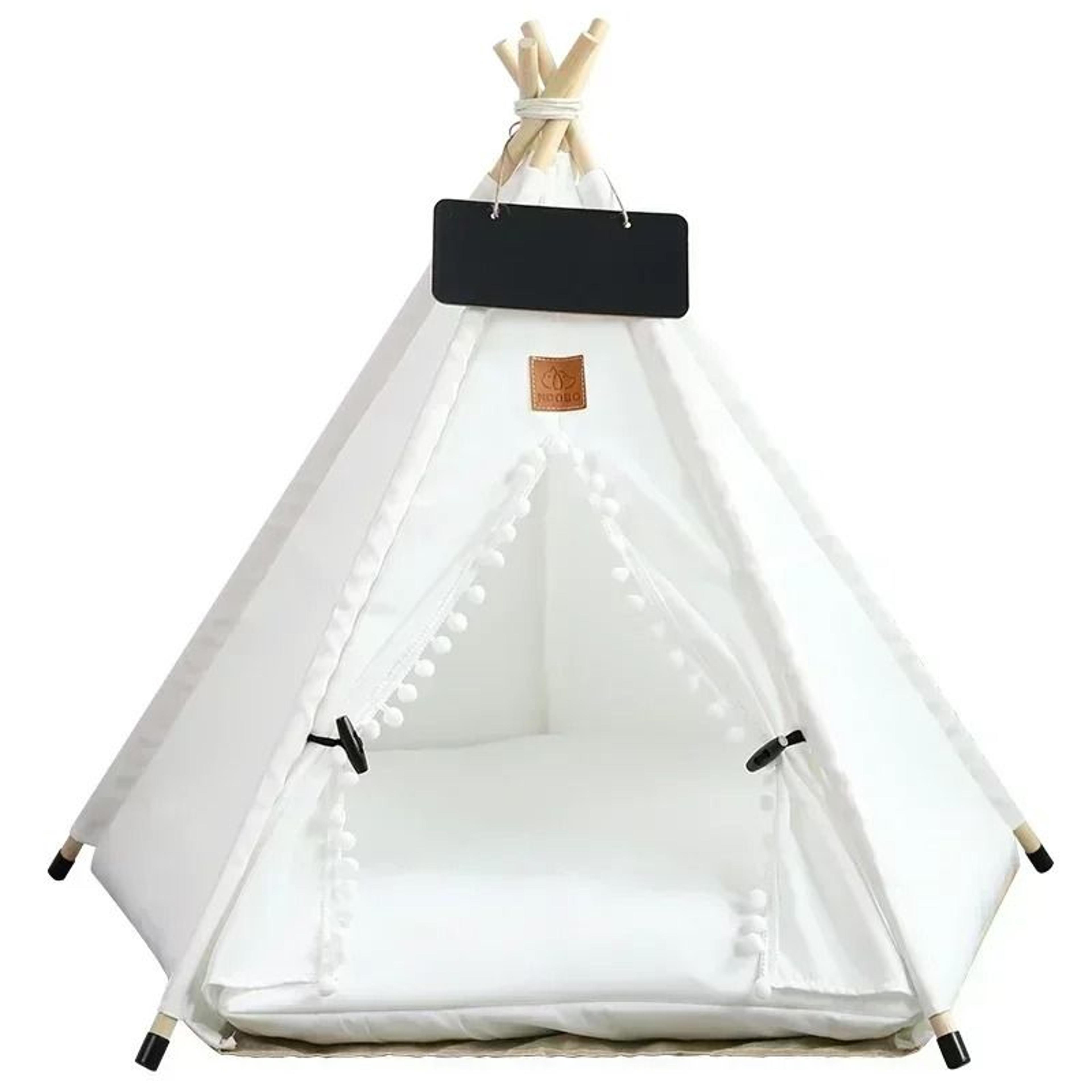 cozy pet teepee tent with cushion and blackboard for cats and small dogs