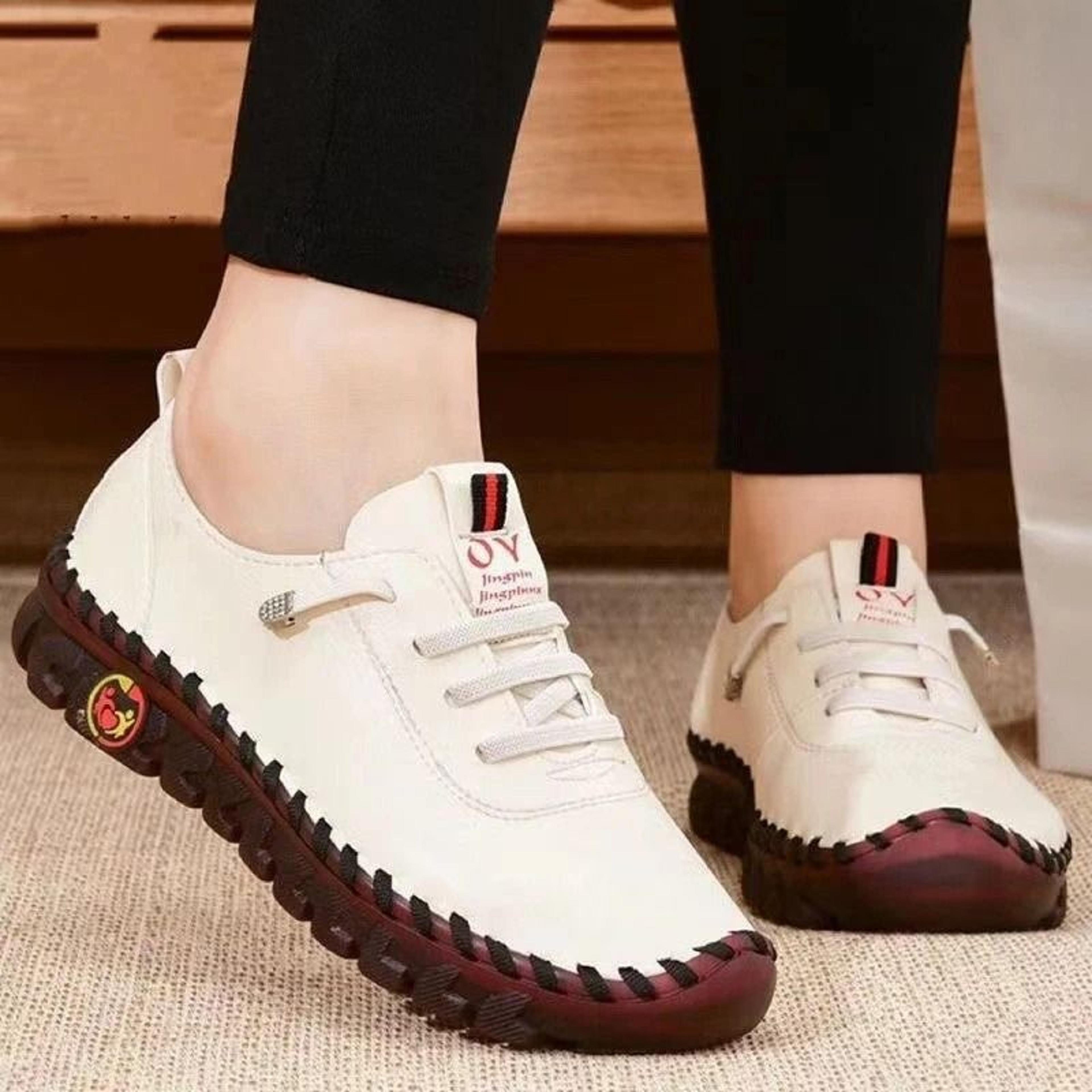 women's leather casual sneakers with soft sole and slip on fit for everyday comfort