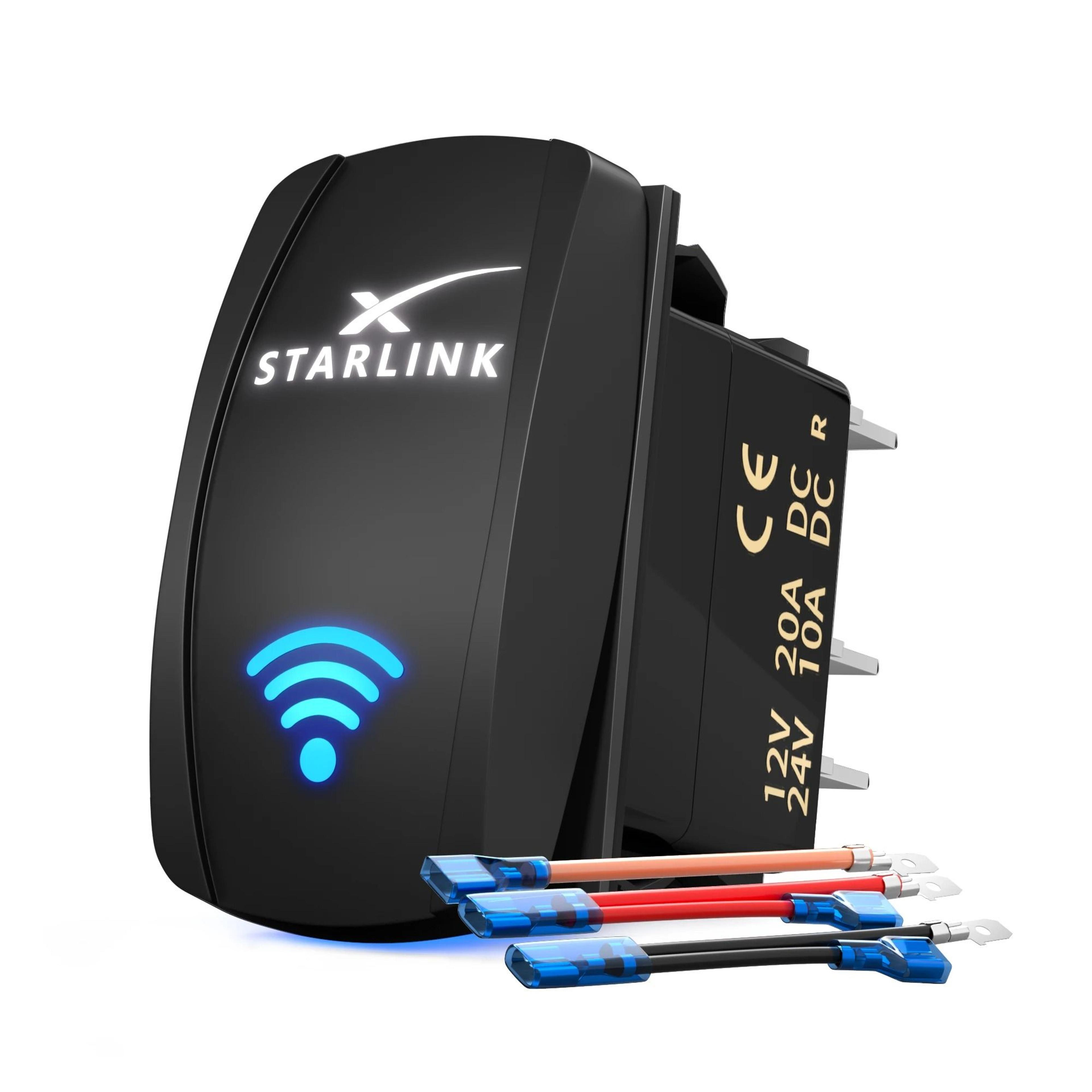 waterproof starlink rocker switch with wiring kit for 12v 24v systems