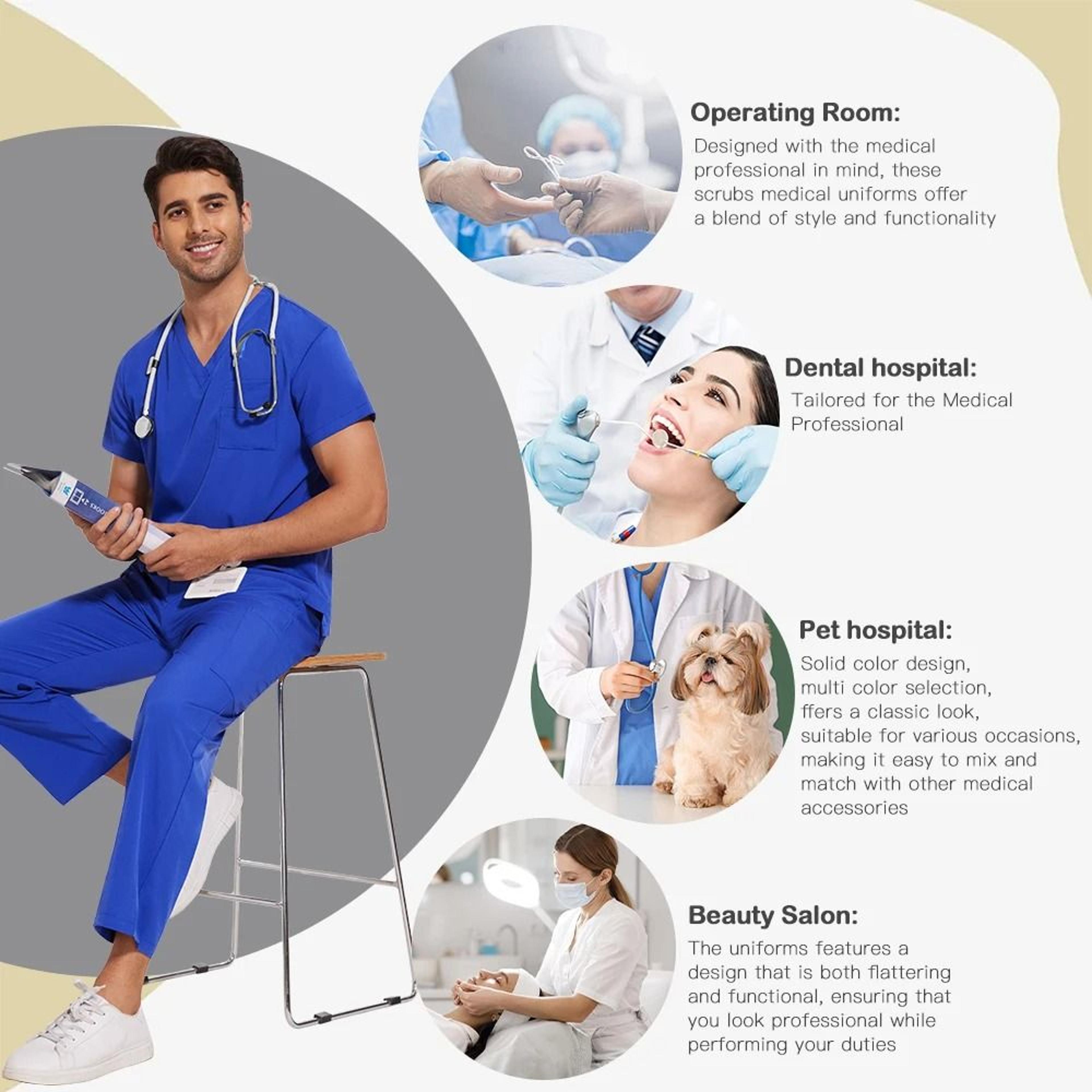unisex medical scrub set for doctors nurses dentists and clinical professionals