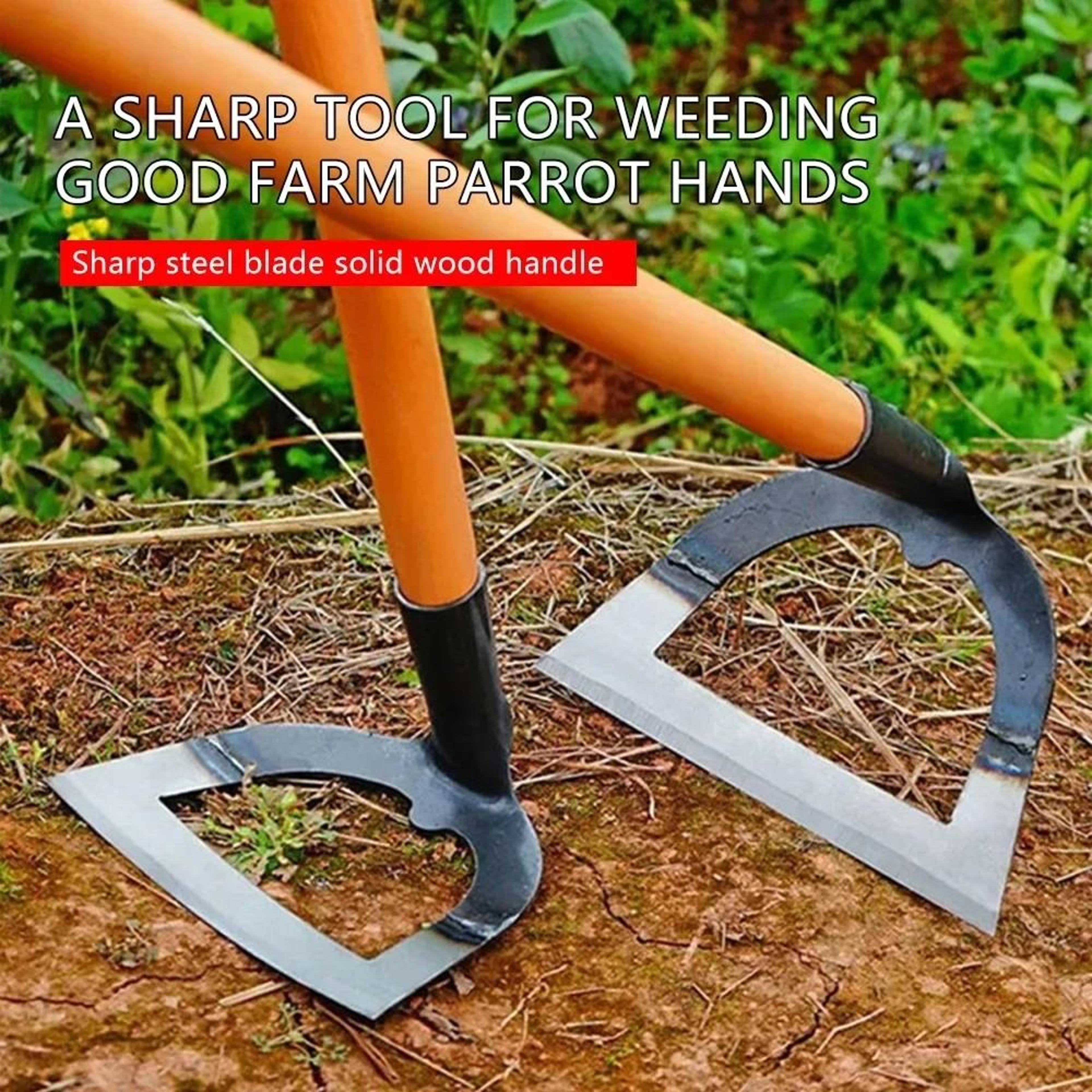 steel hollow hoe tool for easy weeding and soil loosening