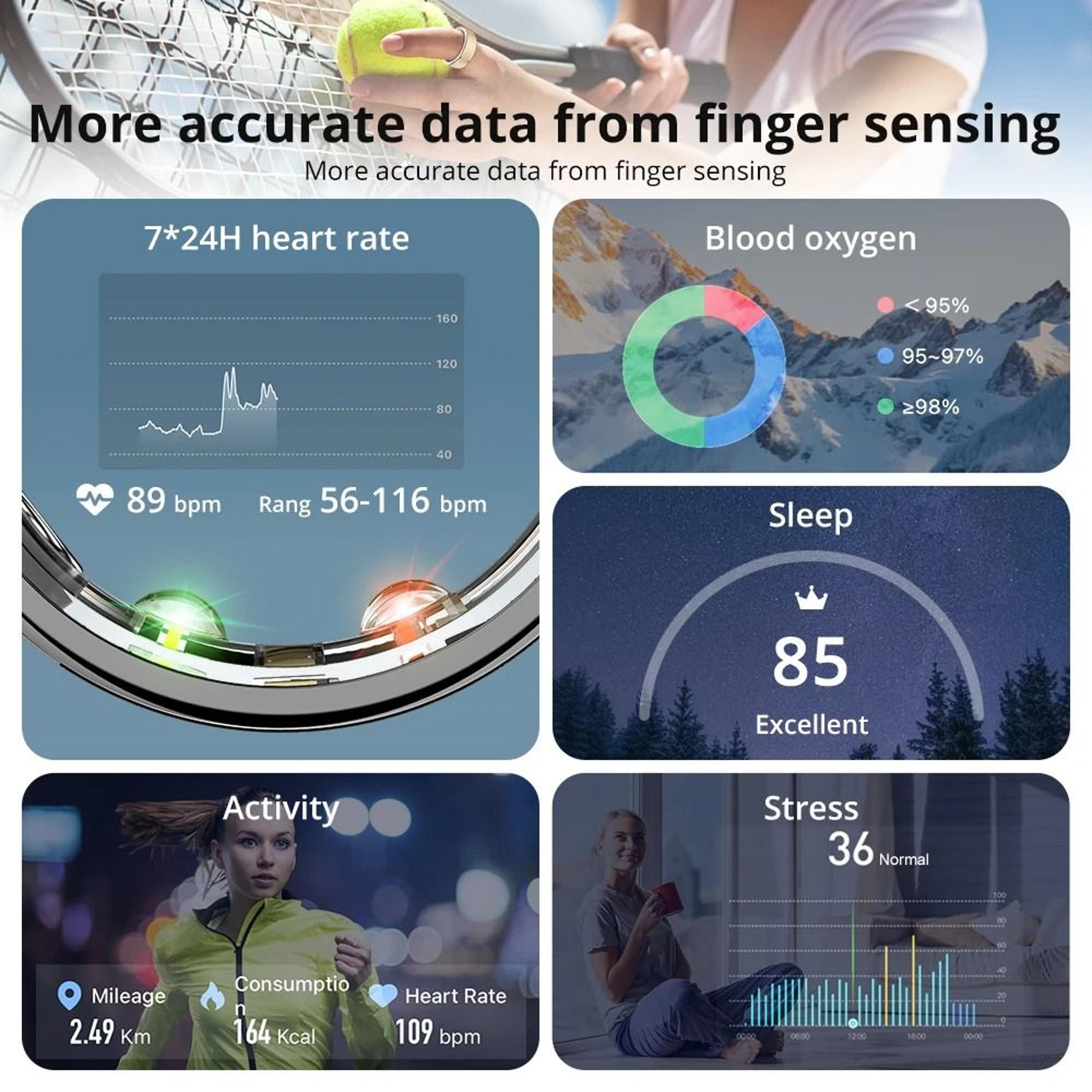 smart fitness ring with health and sleep tracking