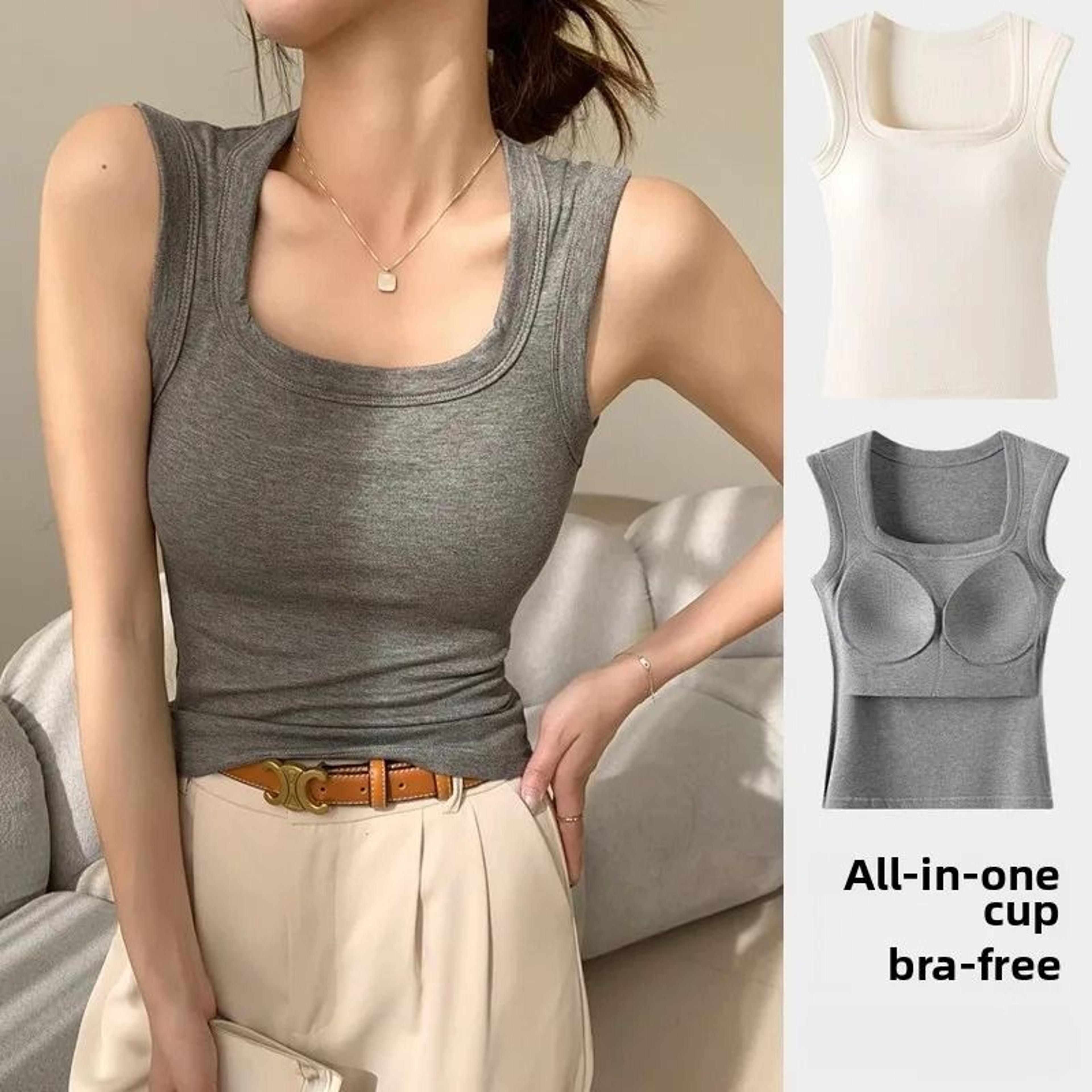 seamless built in bra tank top for women breathable sports vest combo