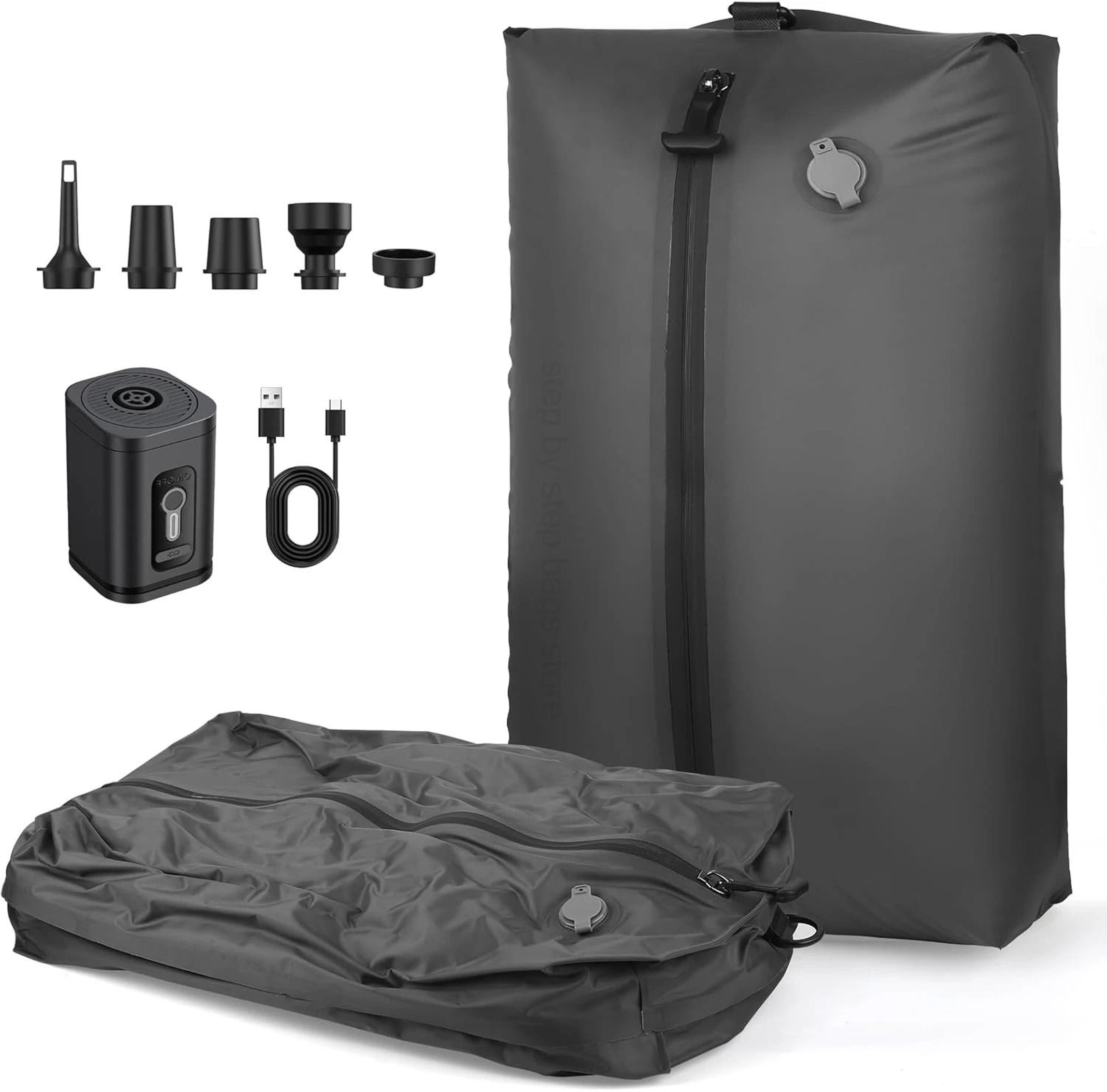 travel vacuum compression bag with reusable air pump and folding storage design