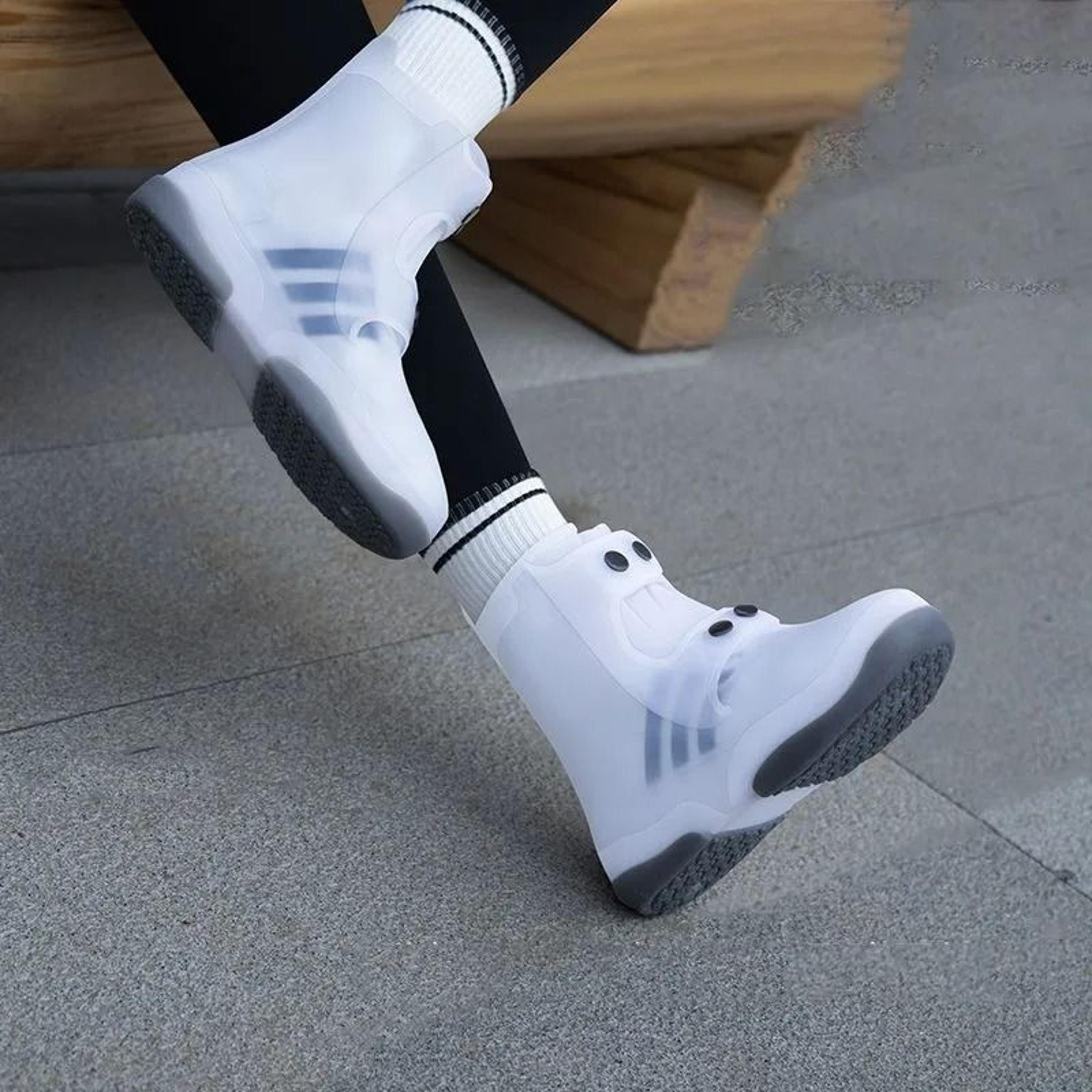 two tone waterproof shoe covers washable anti skid durable overshoes with button