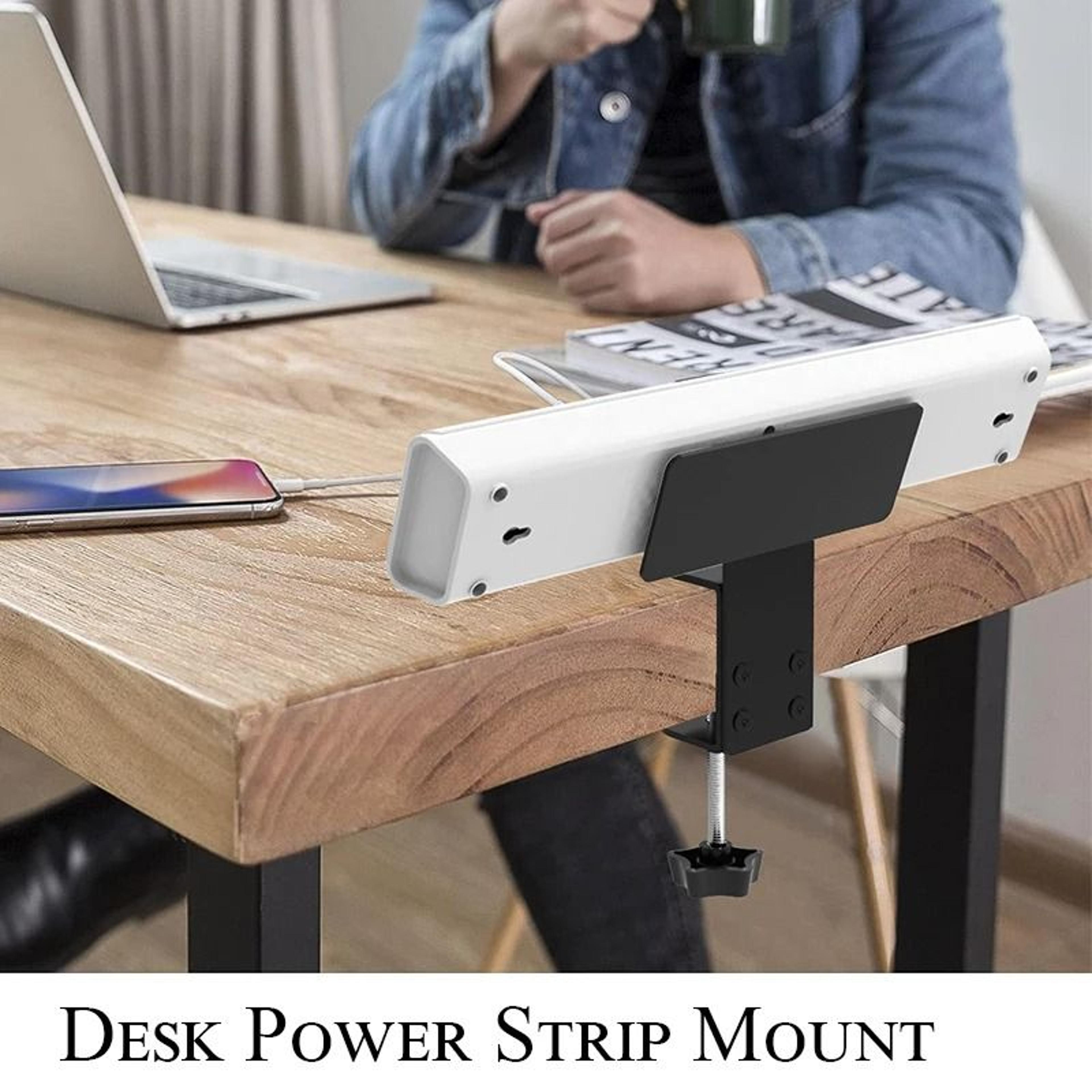 under desk power strip holder and cable management tray