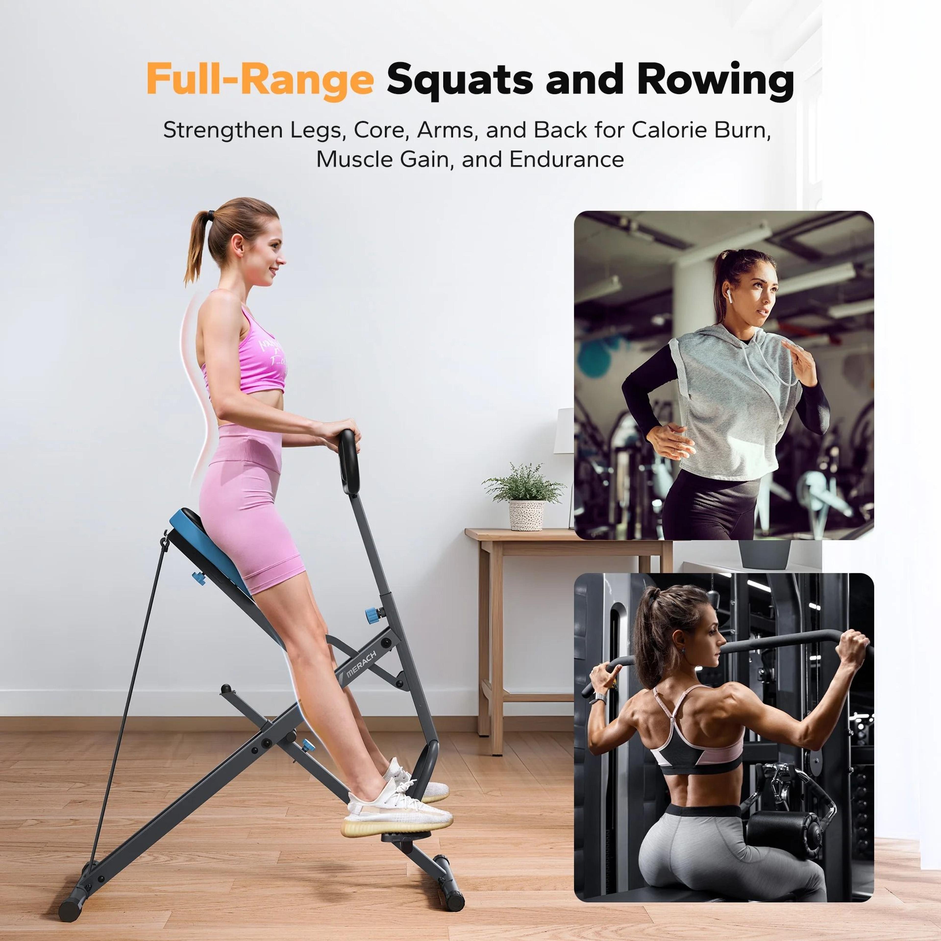 adjustable foldable squat rowing trainer
