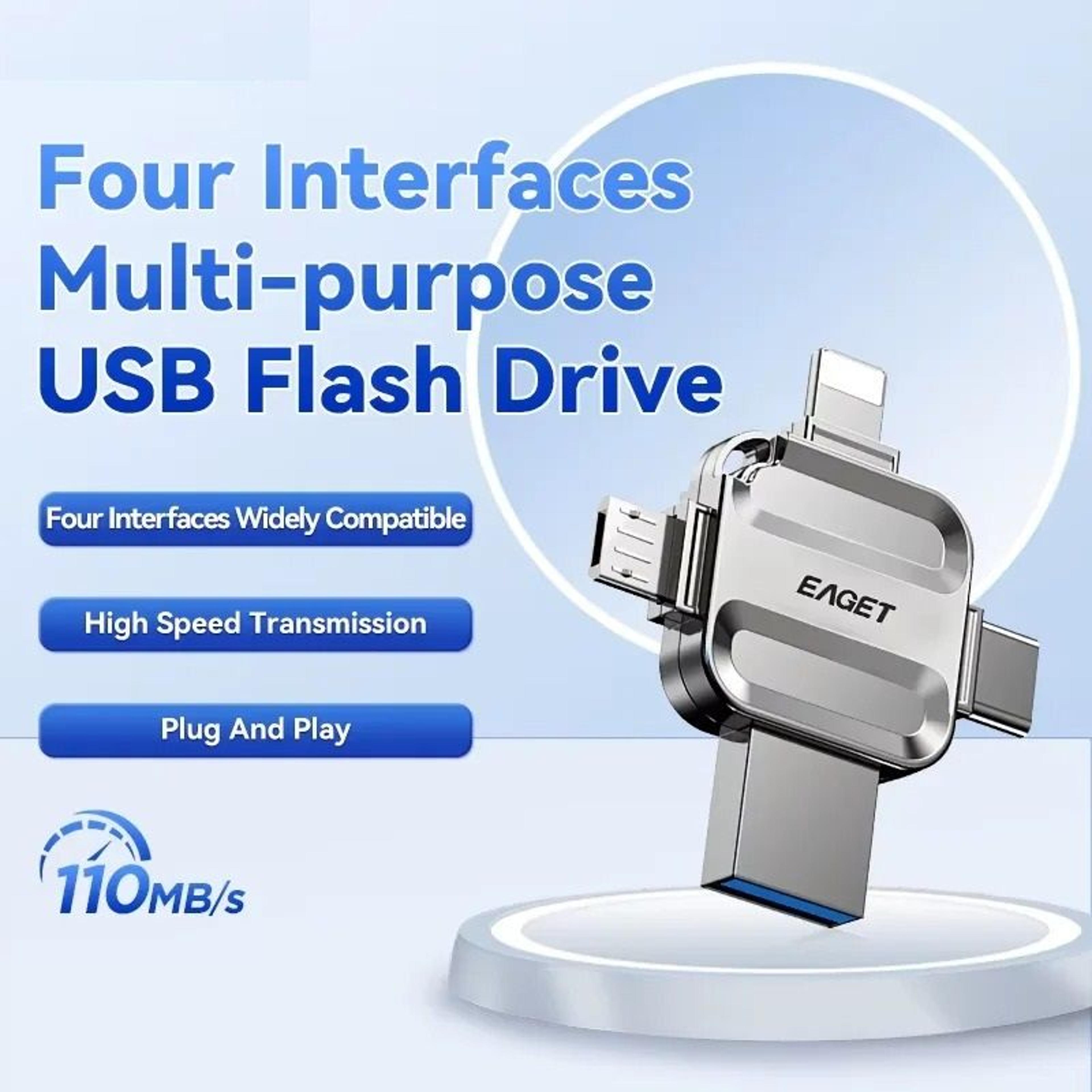 4 in 1 usb flash drive with type c micro and lightning ports