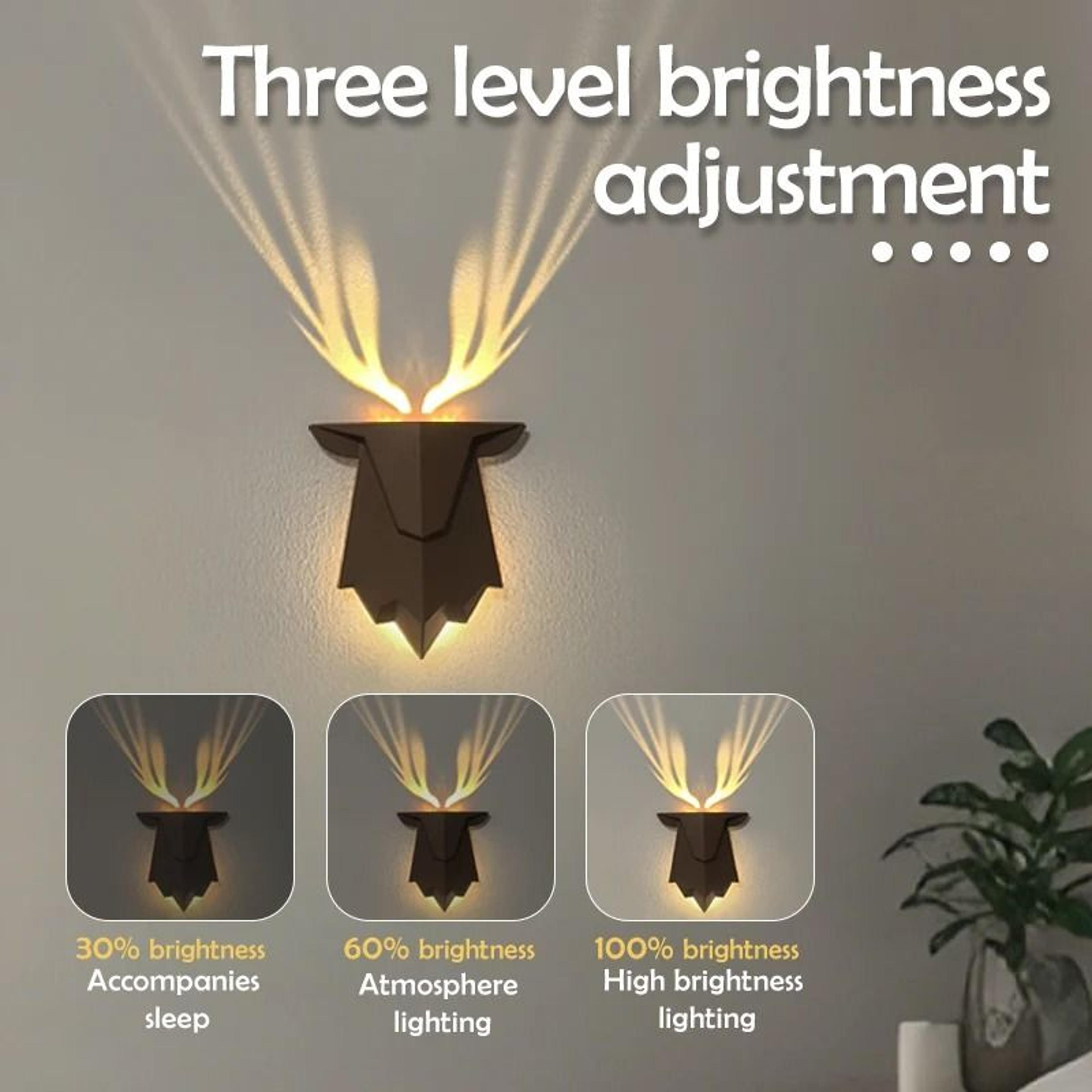 rechargeable deer shadow night lamp with adjustable brightness