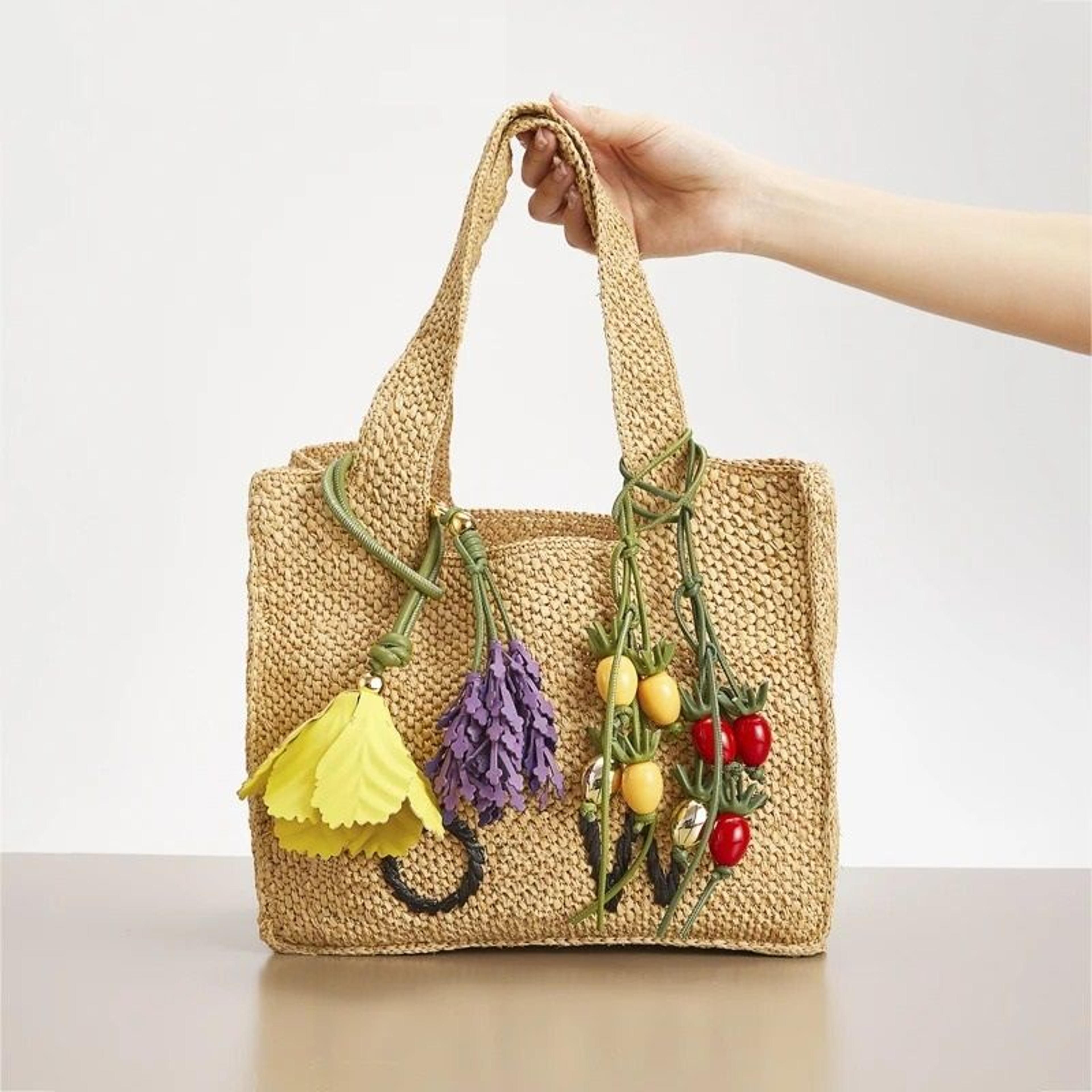 leather flower bag charm
