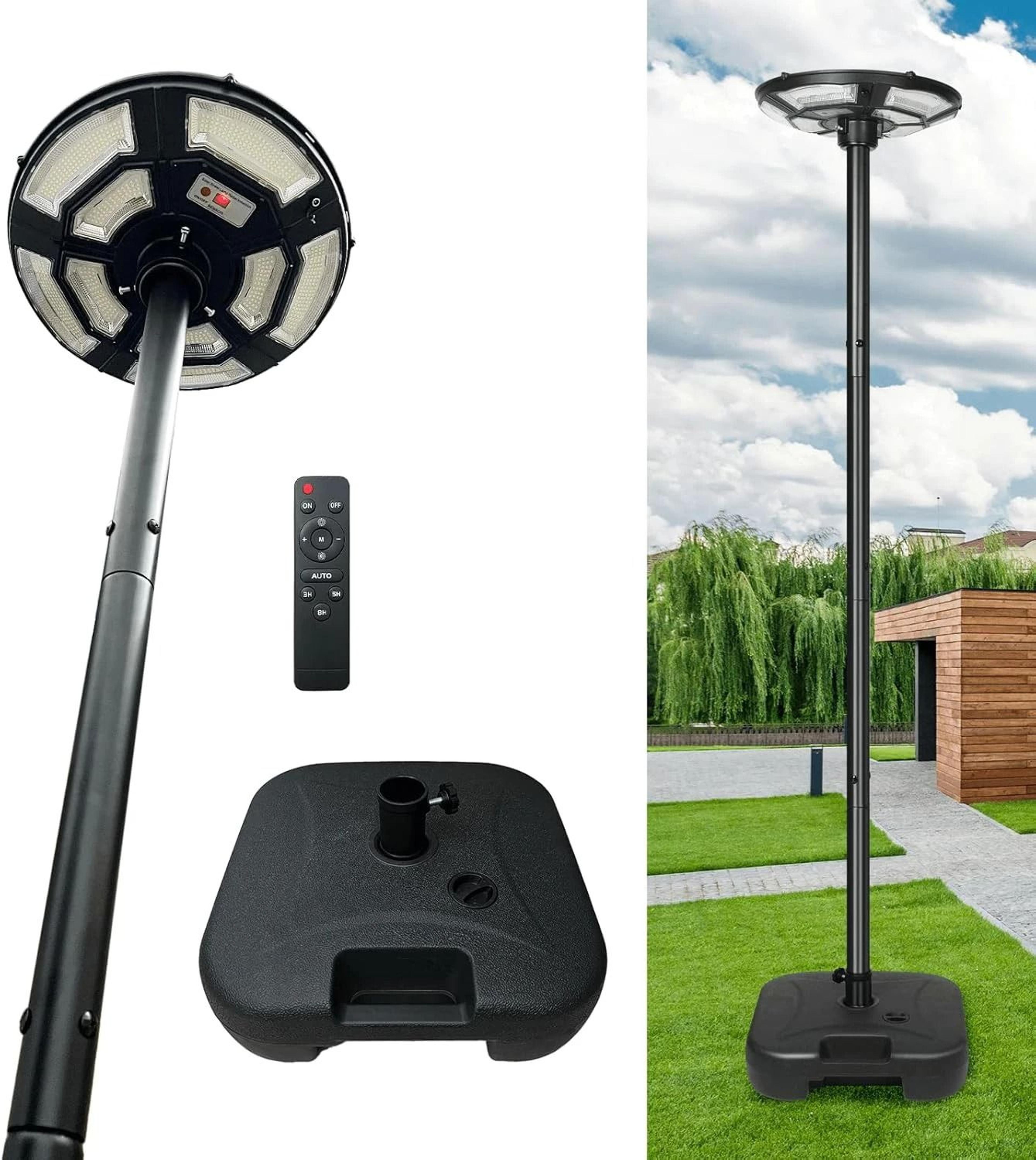 solar lamp post light with tall pole and motion sensor