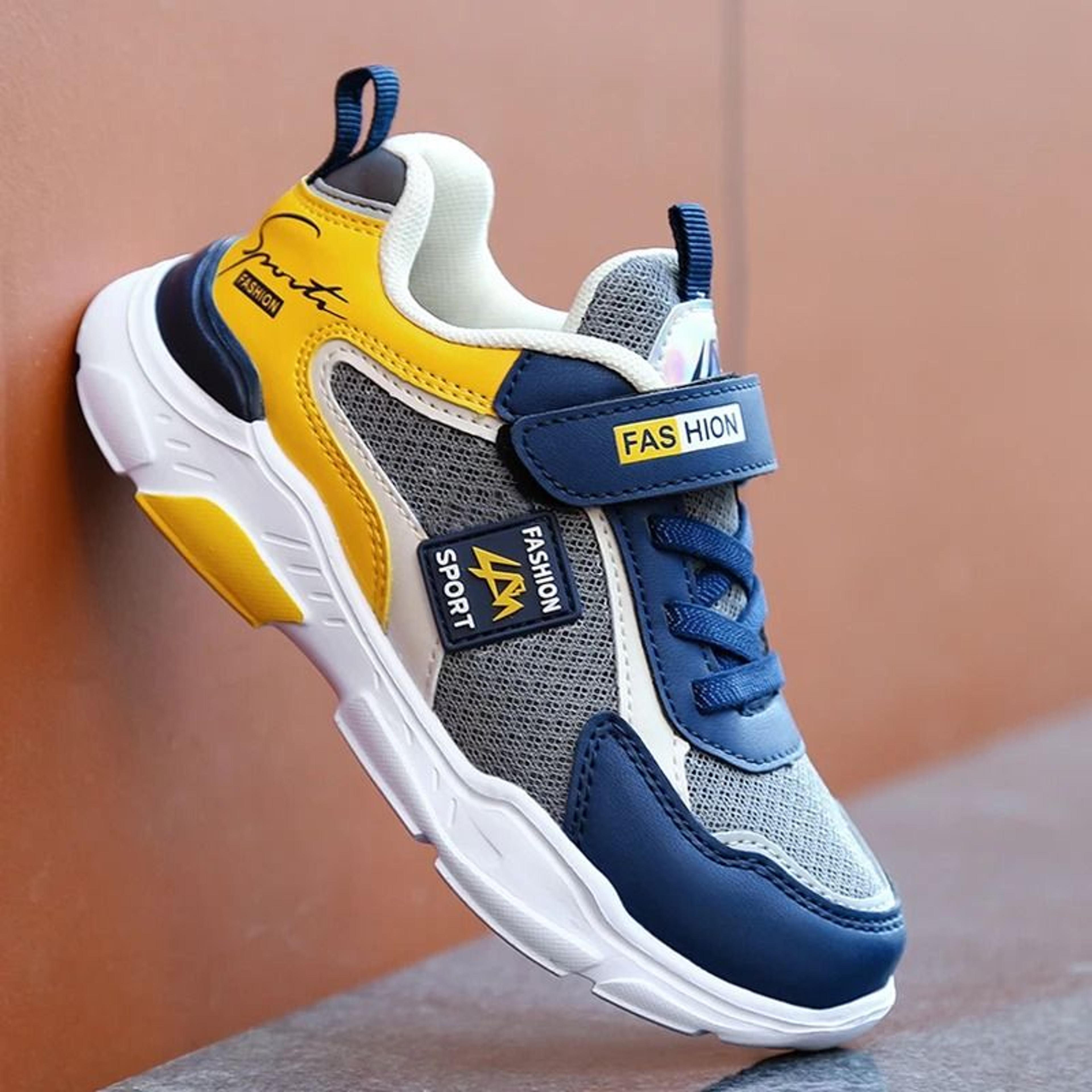 kids sneakers breathable mesh running shoes with hook and loop closure