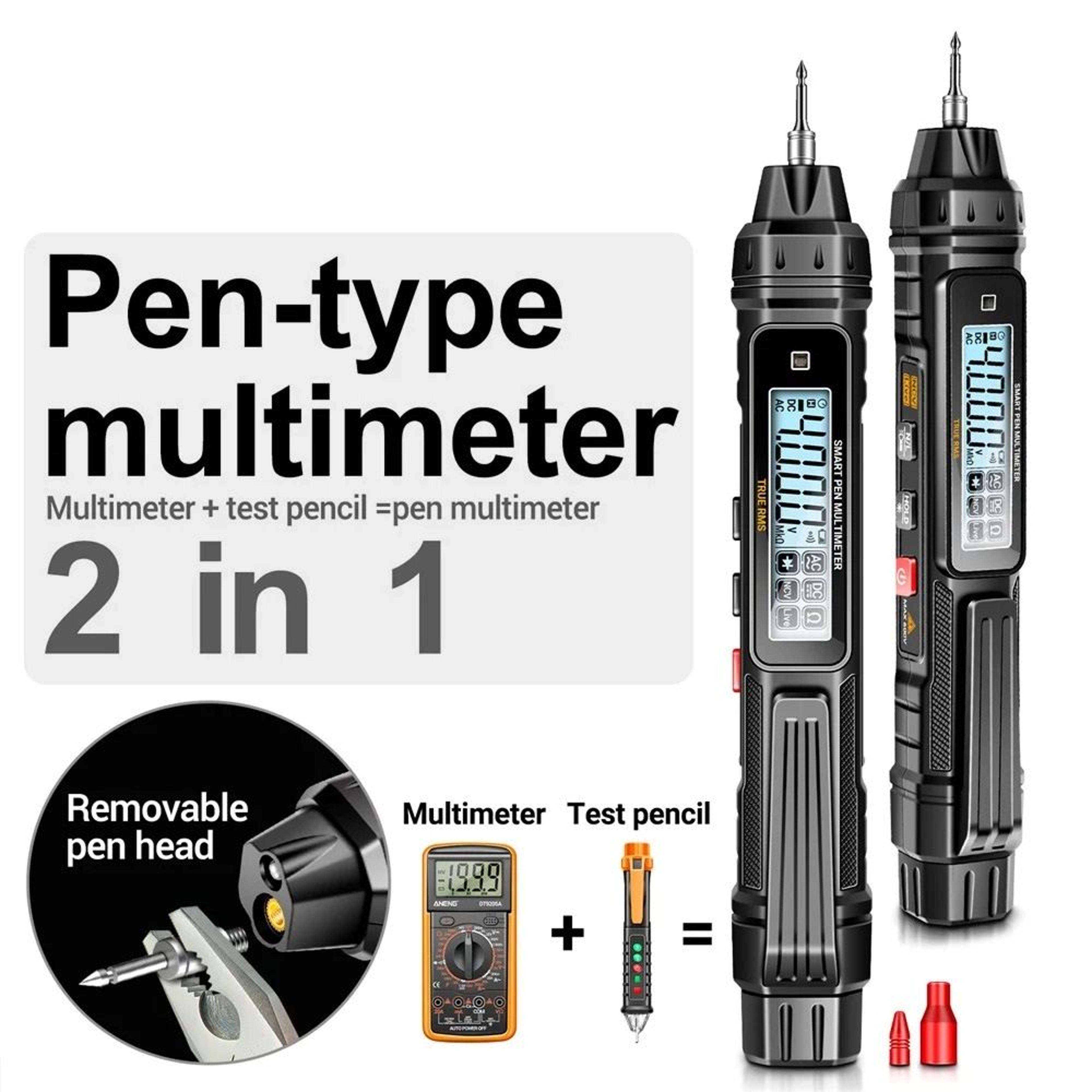 compact pen style digital multimeter with 4000 counts