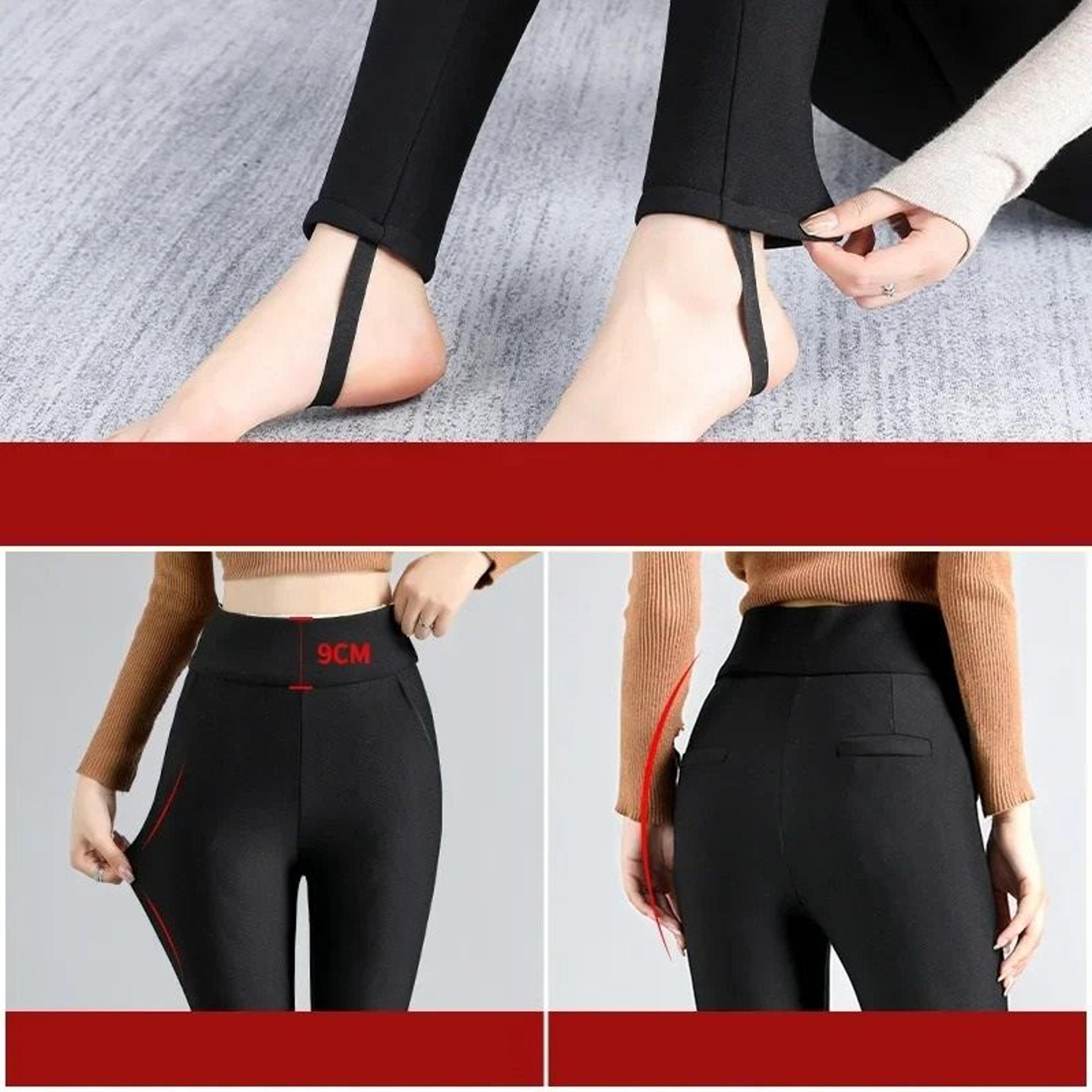 womens extra thick thermal leggings with silk or wool filling