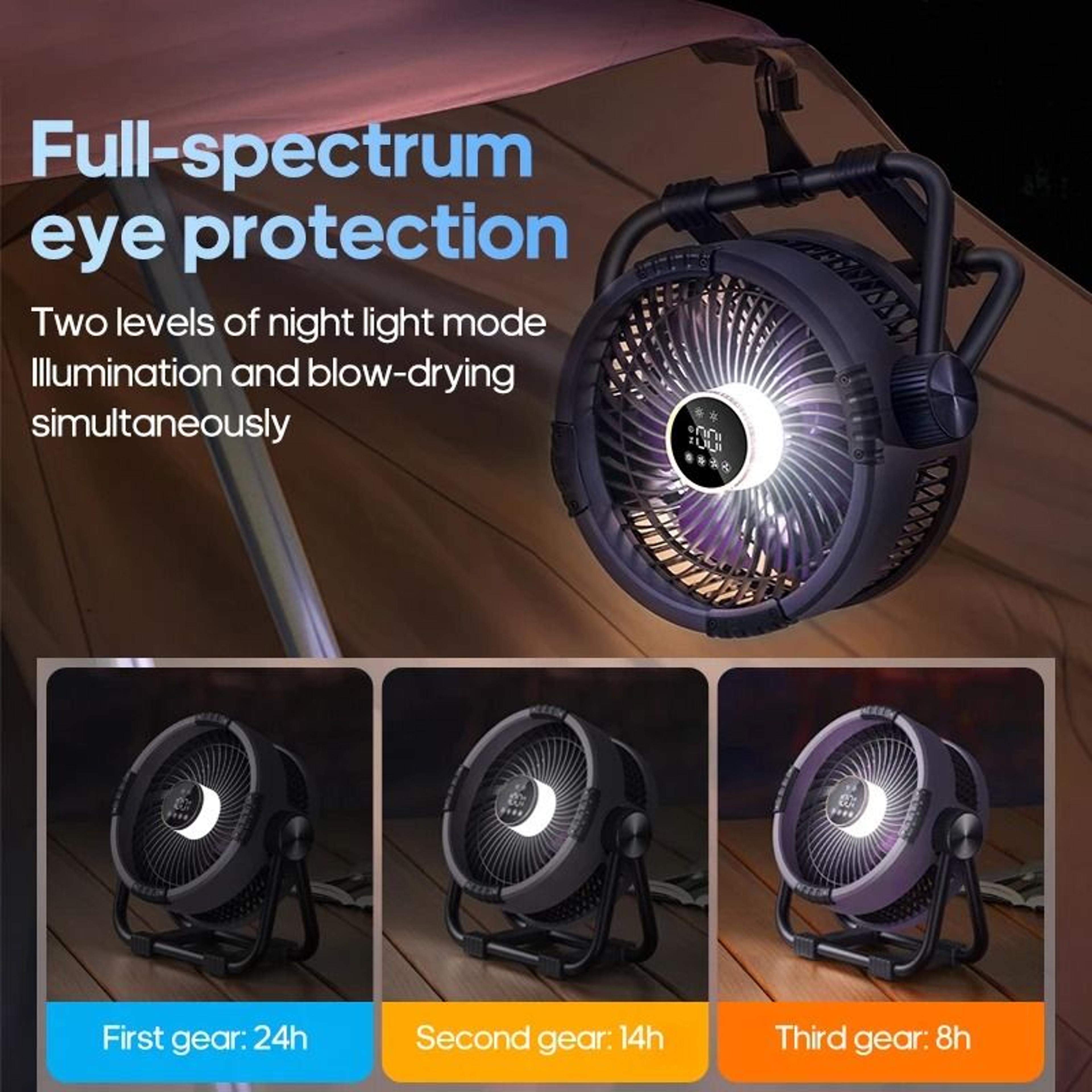 multifunctional outdoor camping fan with 20000mah battery led light and power bank