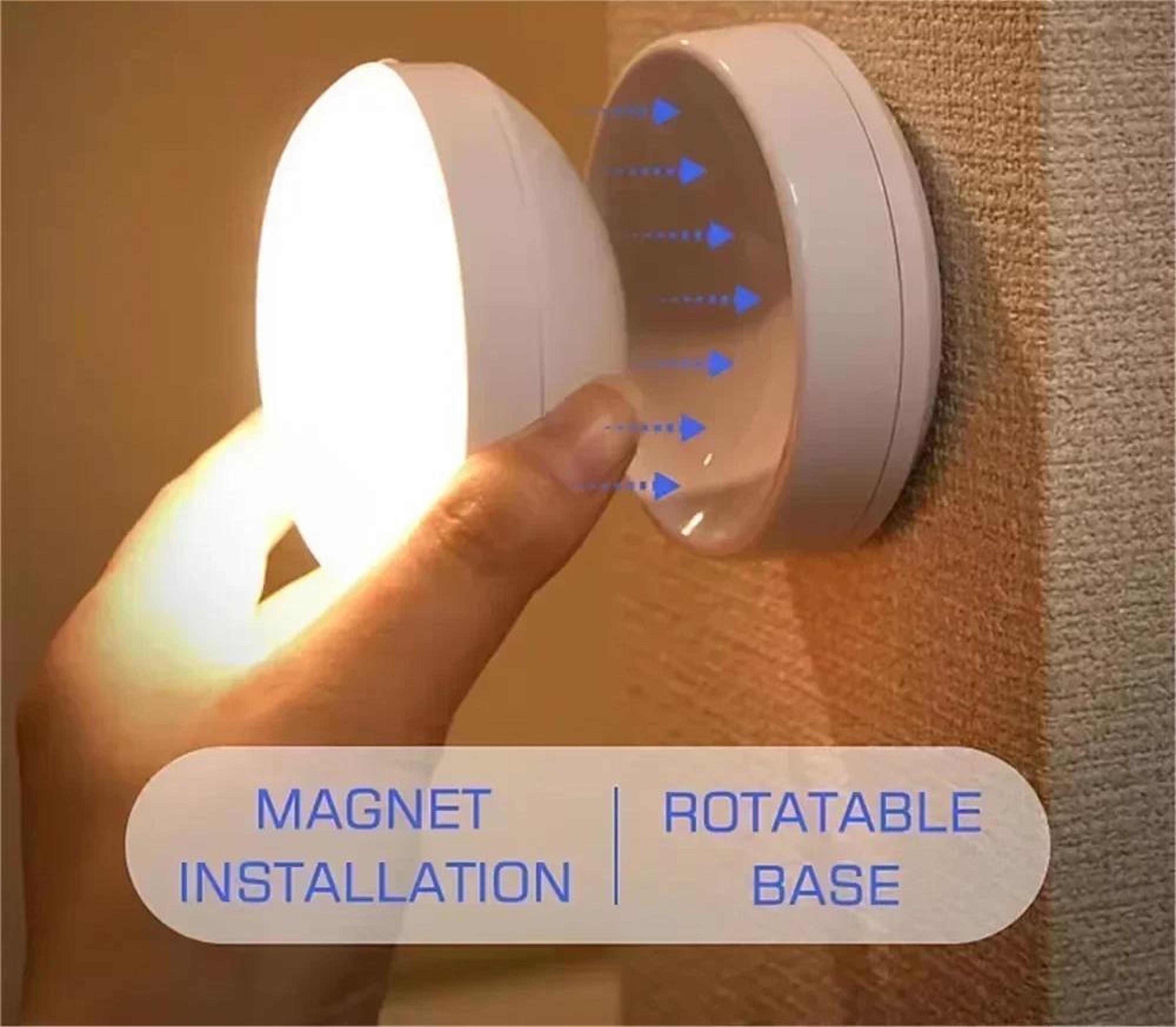 rechargeable motion sensor night light with magnetic rotating base