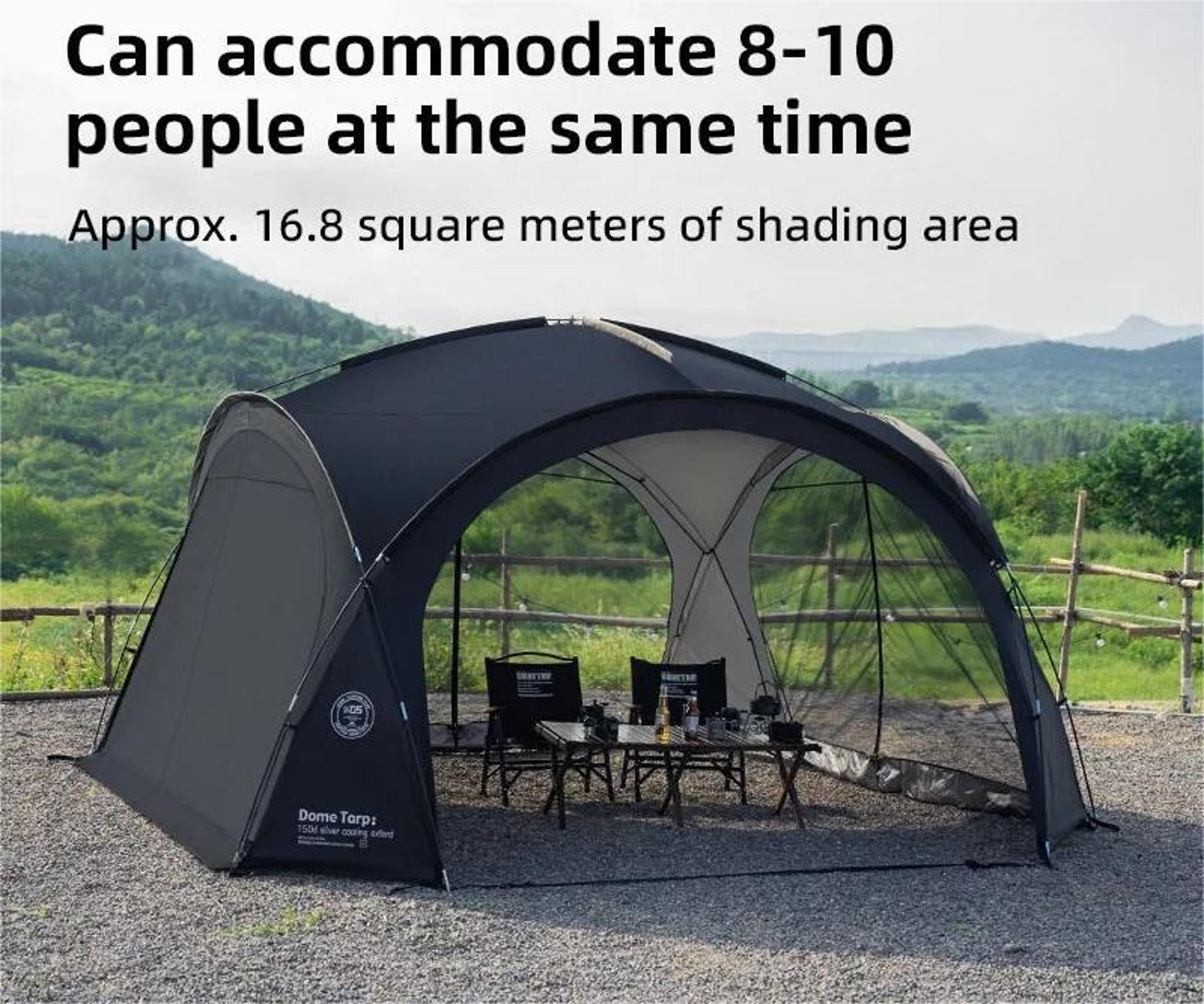 outdoor dome tent with waterproof canopy and optional camping accessories