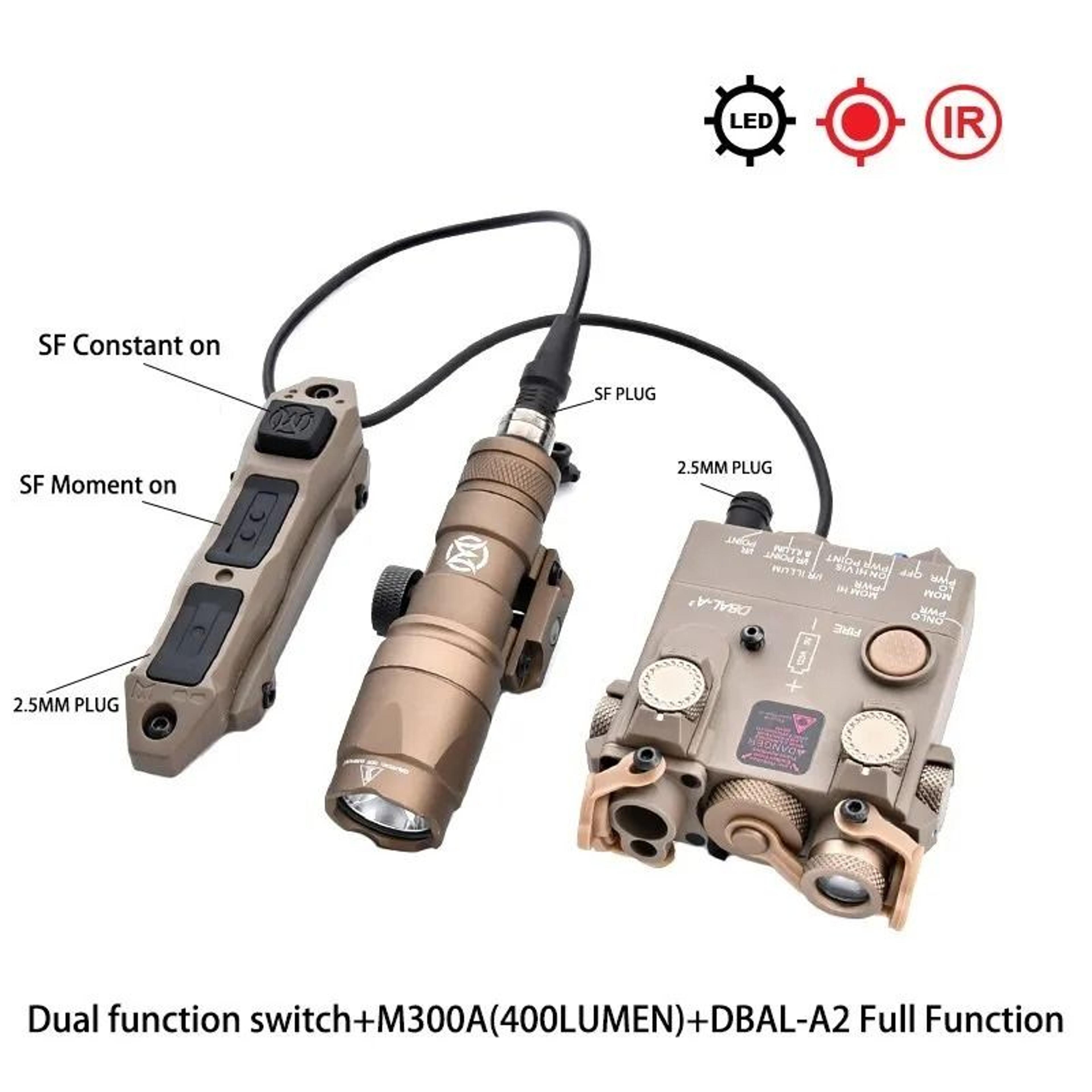 tactical laser and led flashlight with multi color red green blue and ir options for outdoor training and airsoft