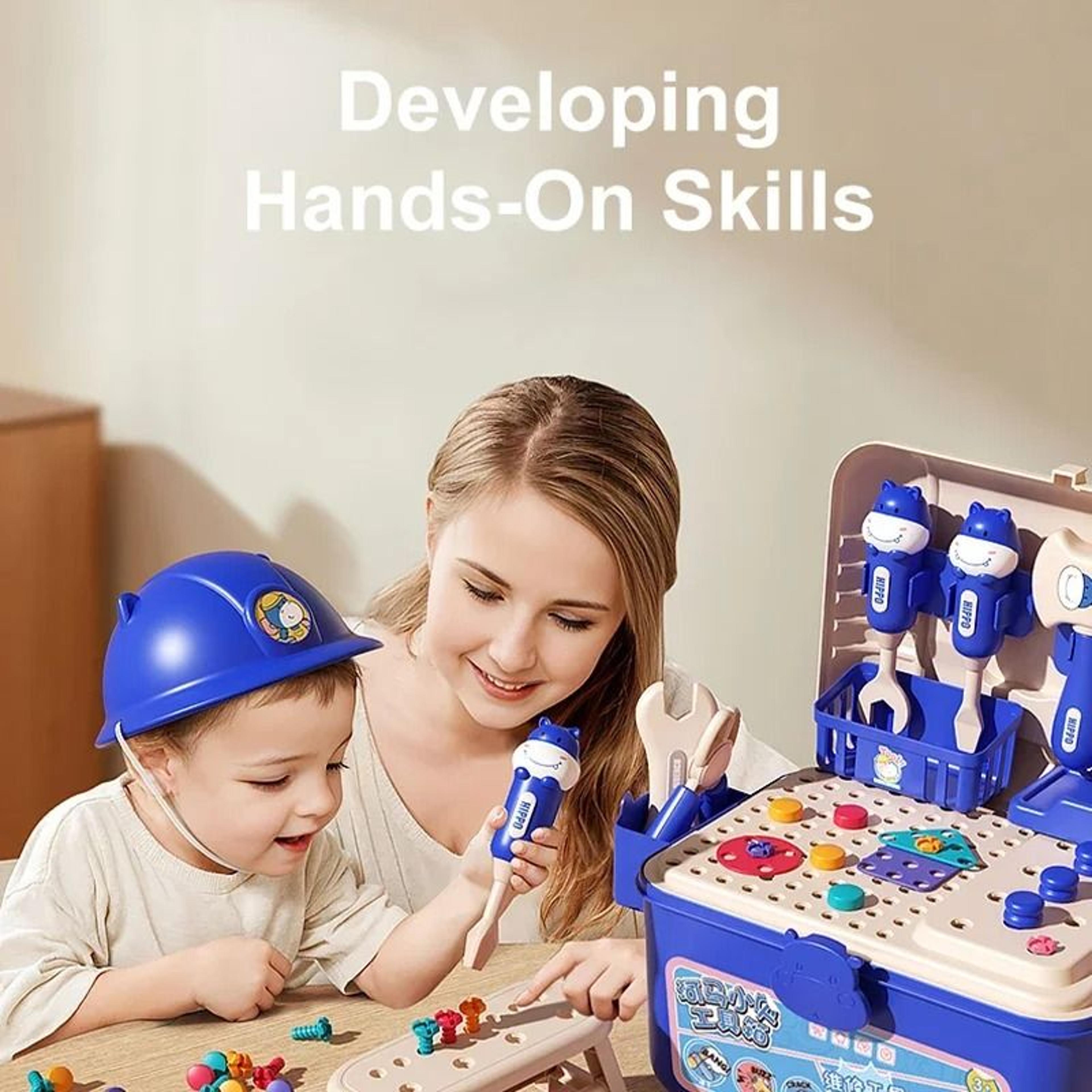 kids tool kit with optional drill and storage box educational construction toy set