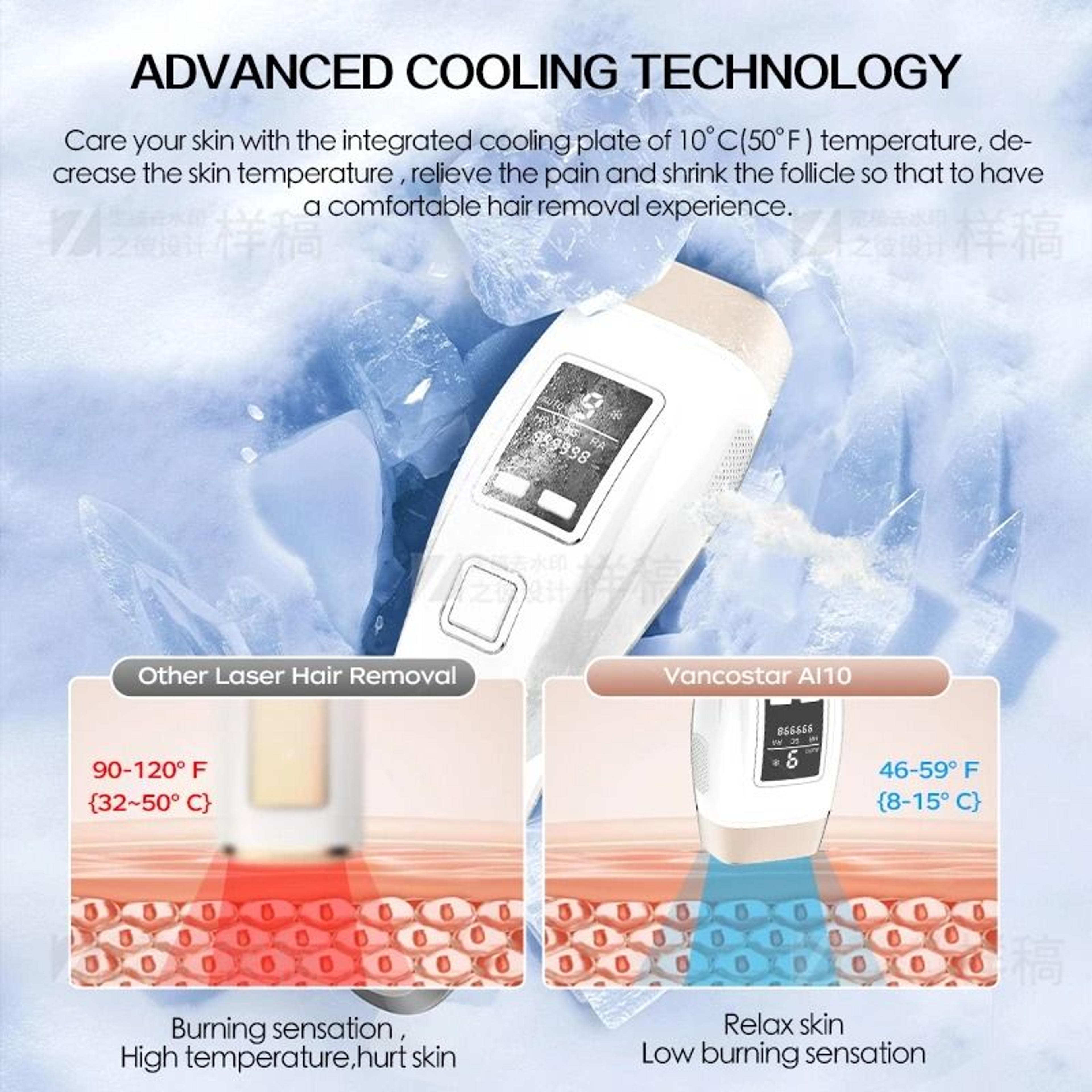 4 in 1 ipl hair removal device with cooling acne treatment and lcd display