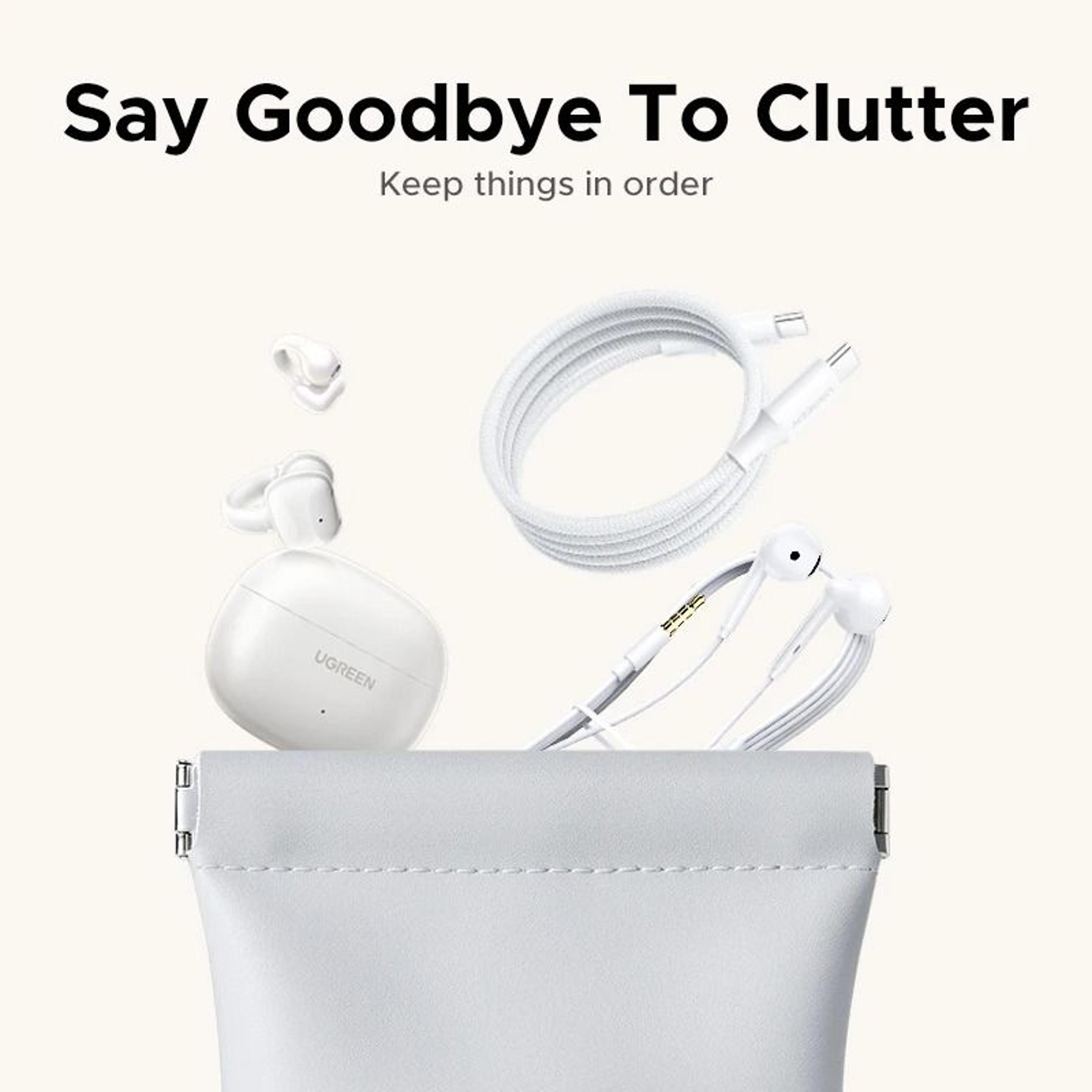 magnetic leather earbuds storage case with soft velvet interior