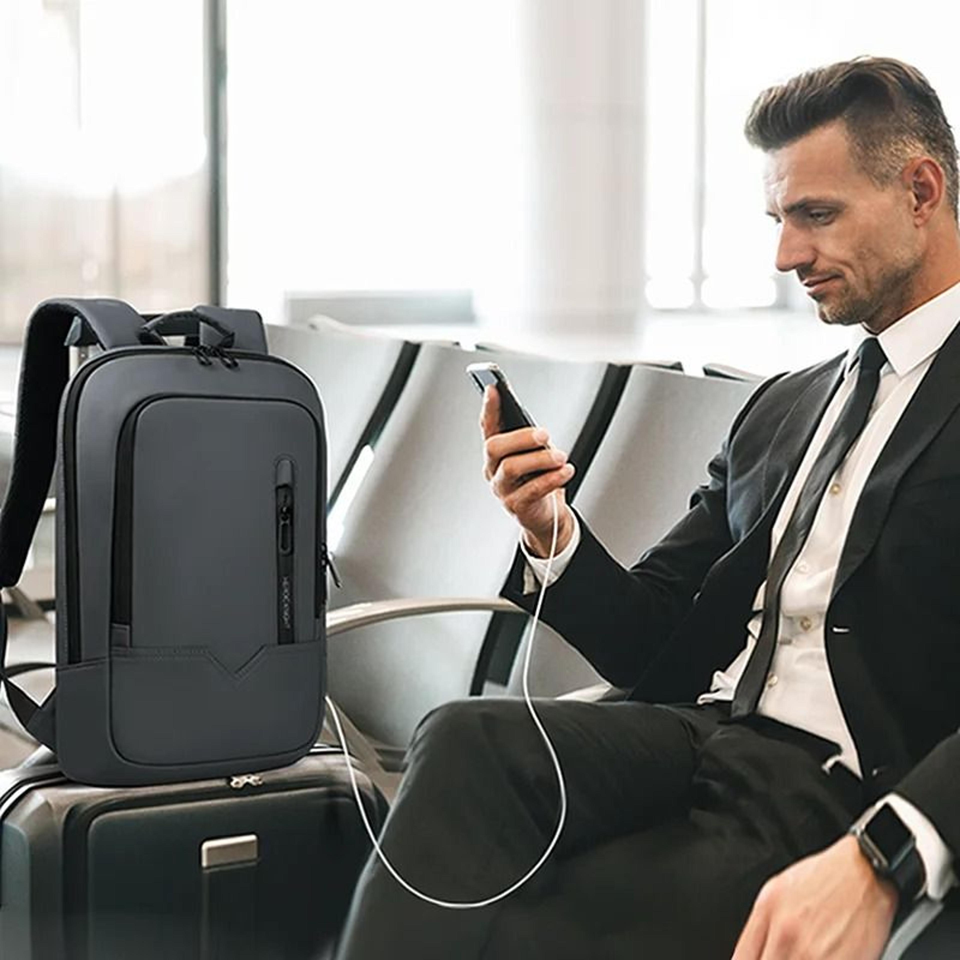 slim waterproof laptop backpack for men with usb port business travel bag