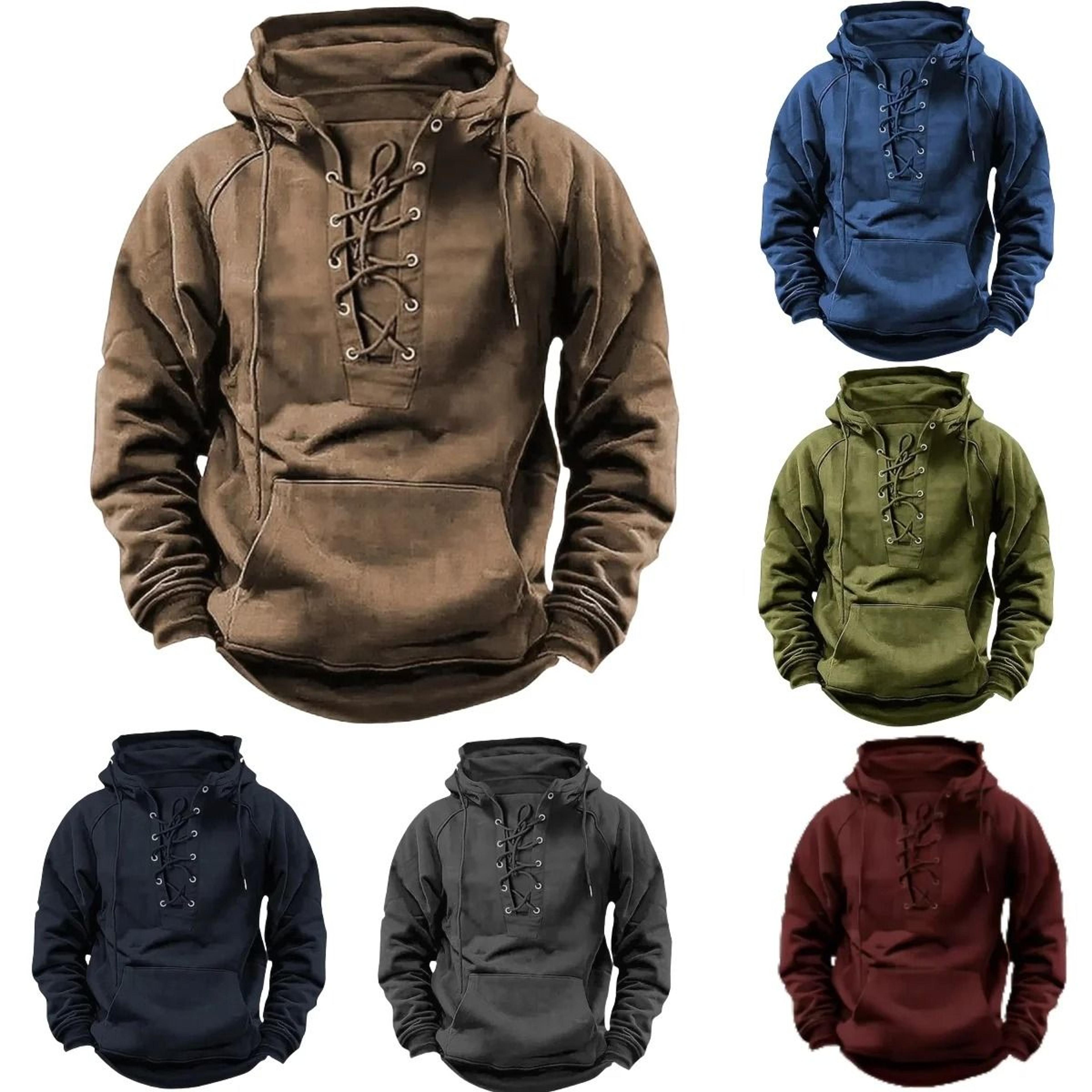 mens retro hooded casual jacket loose fit autumn winter outdoor