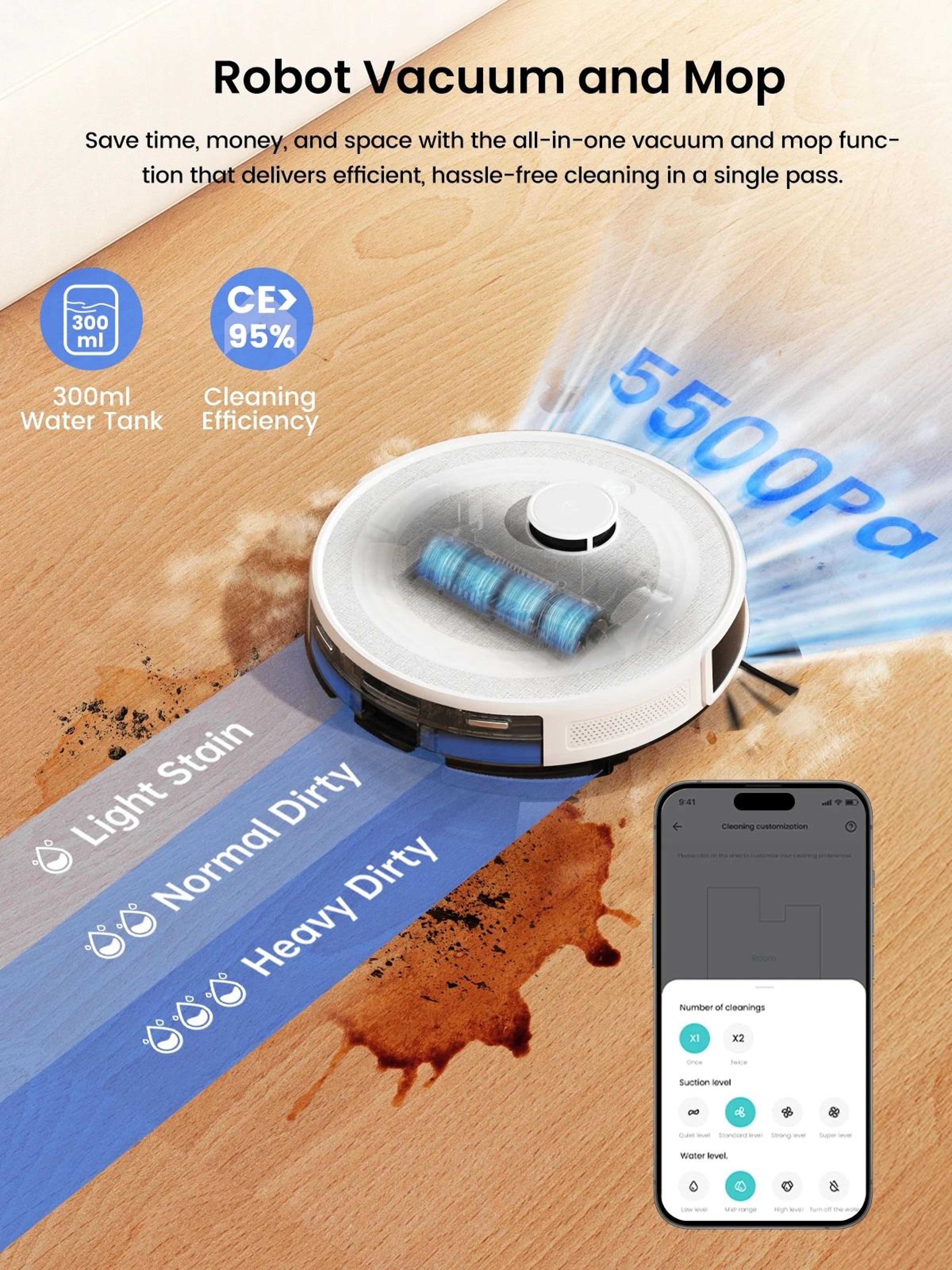 smart robot vacuum and mop with self emptying and laser navigation