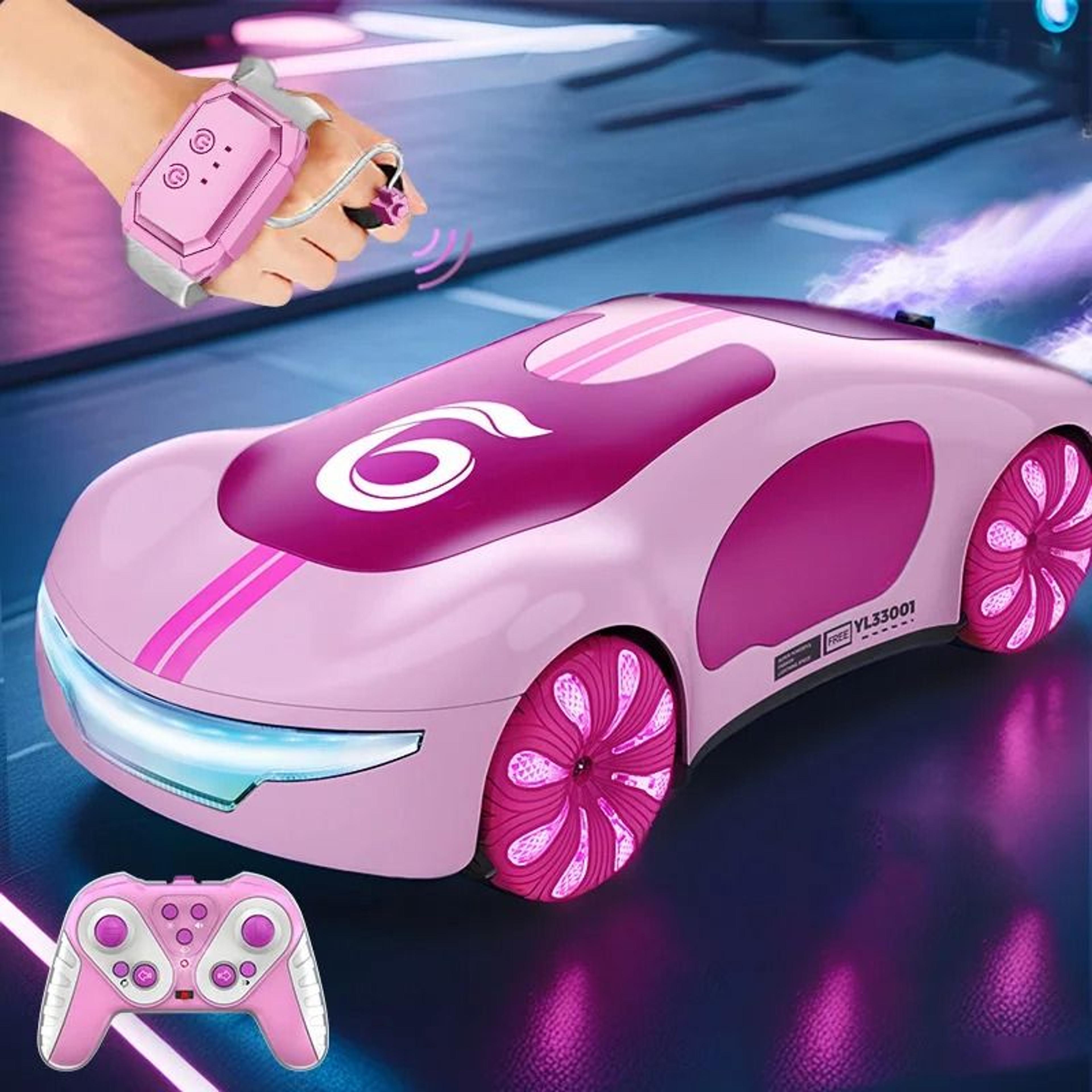 gesture sensing stunt rc car for kids pink drift truck