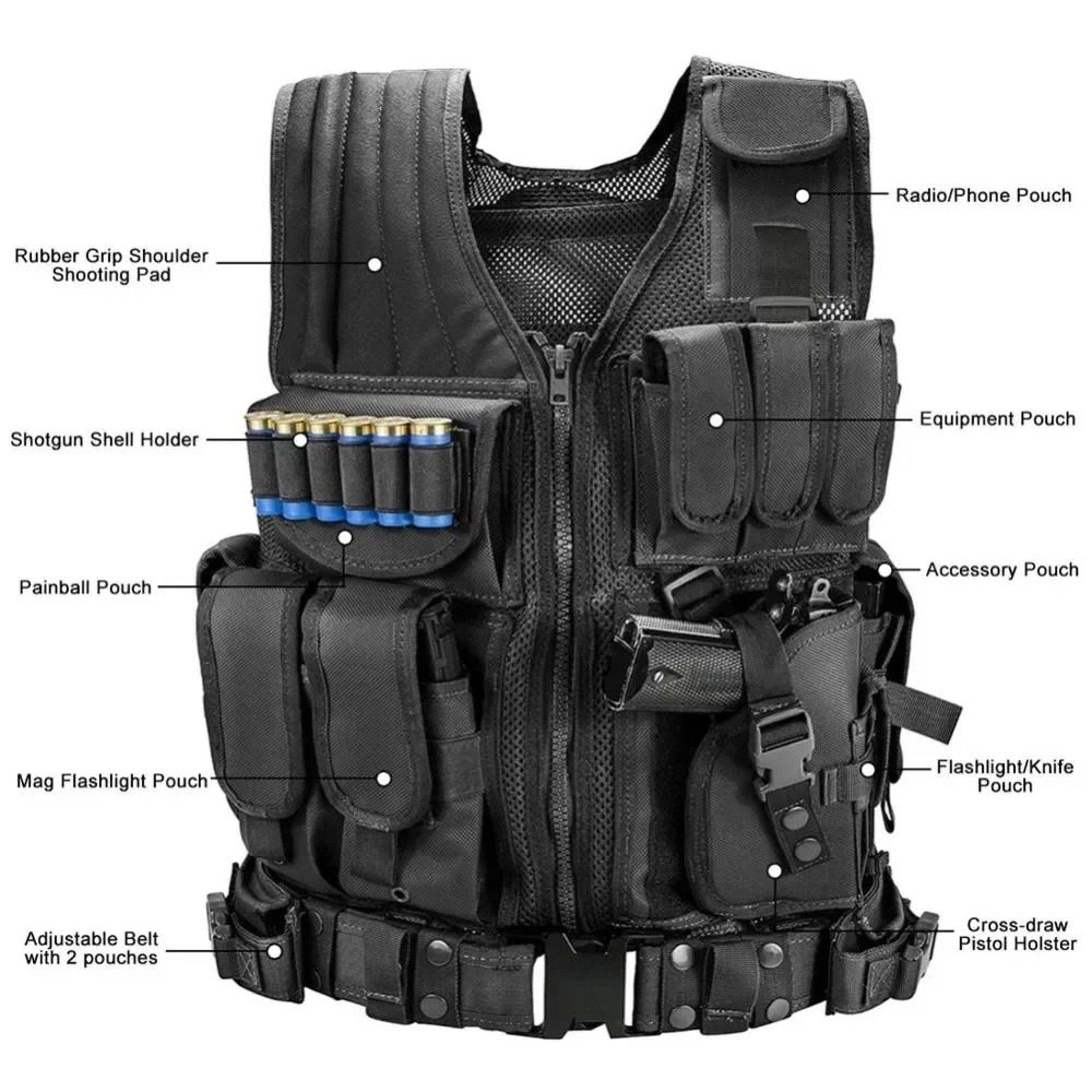 tactical multi pocket combat vest for outdoor training and airsoft