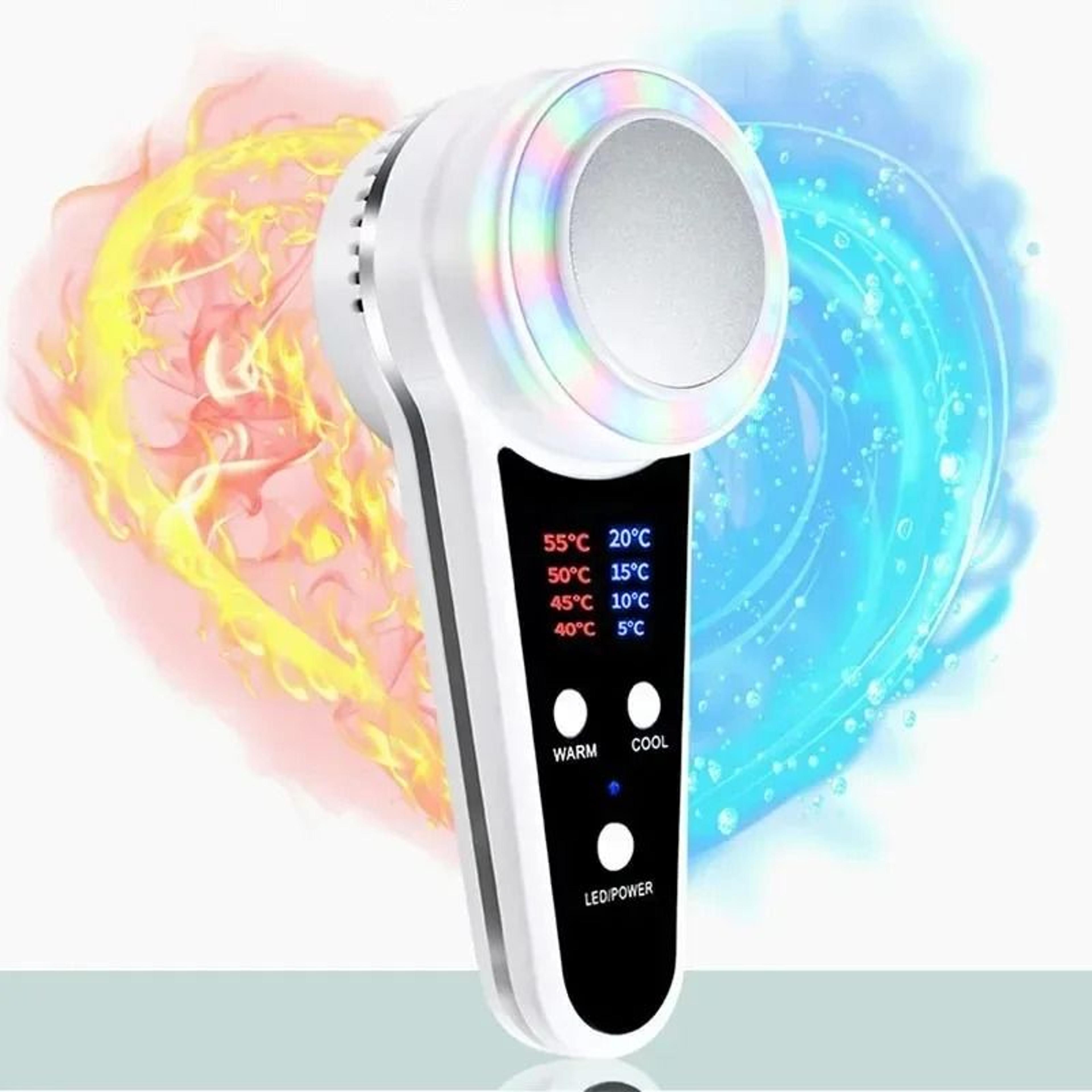 cryotherapy hot and cold face care device with blue photon light therapy for skin lifting and rejuvenation