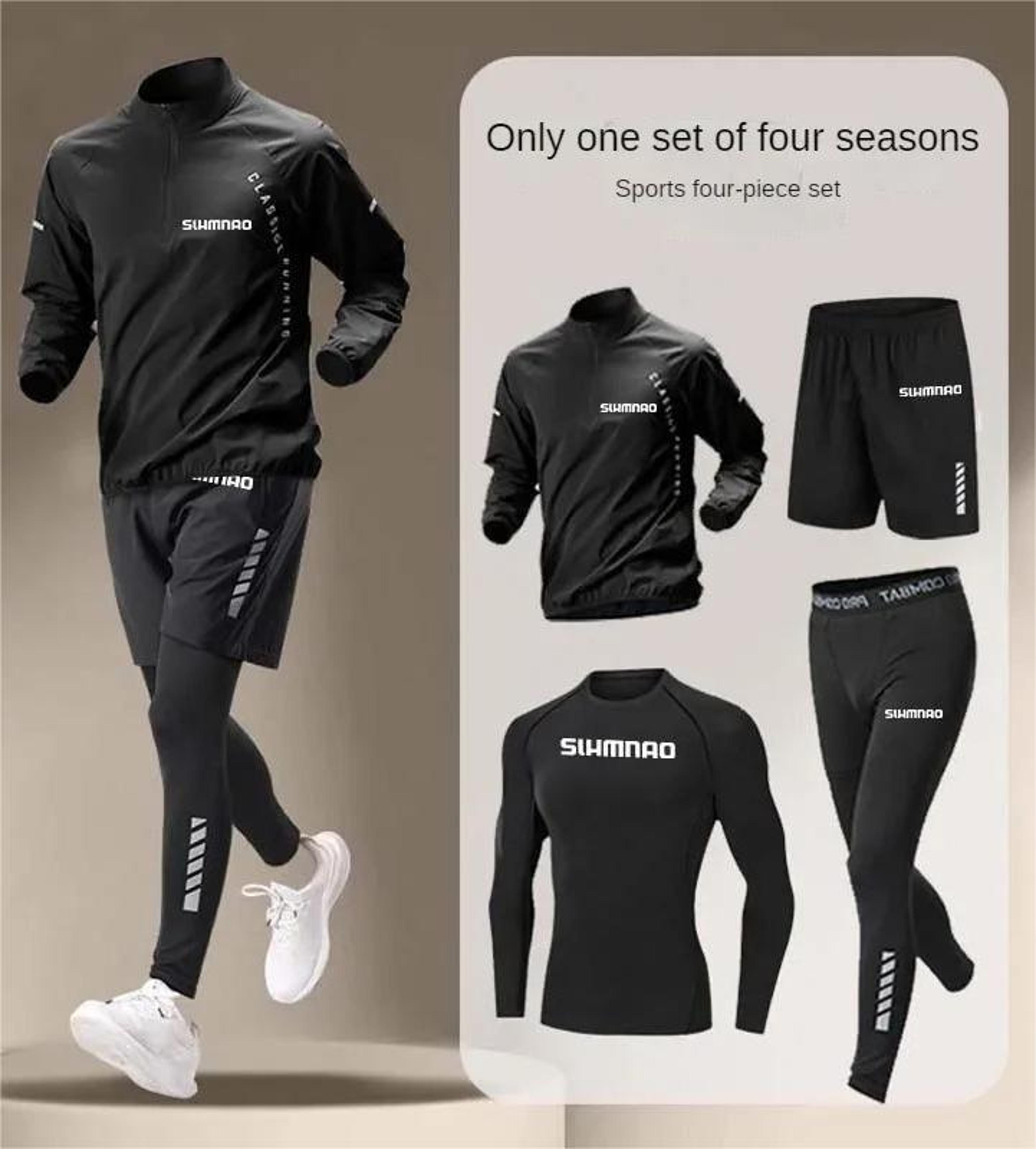 mens summer quick dry sportswear four piece fitness set