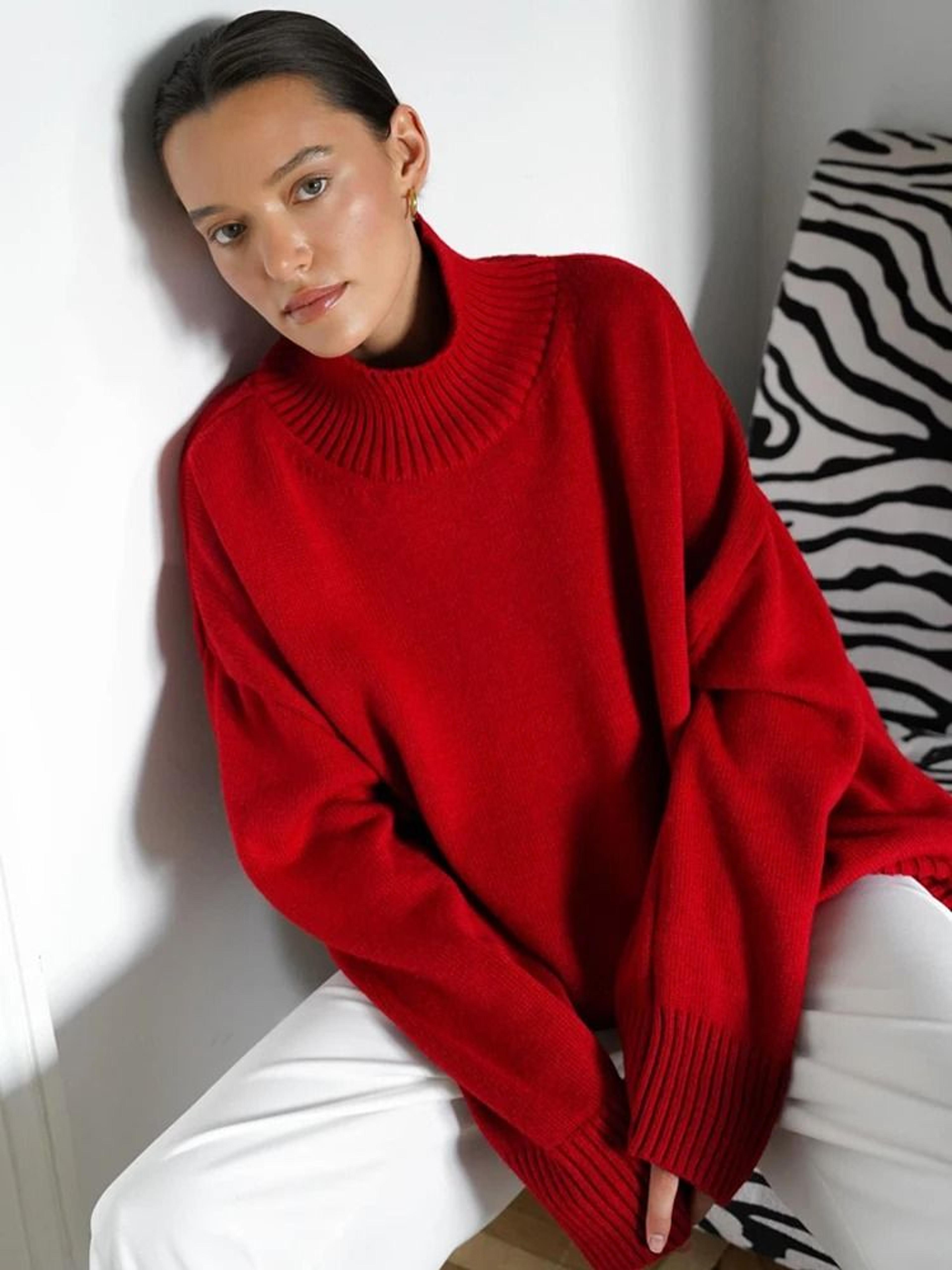 womens oversized turtleneck winter sweater
