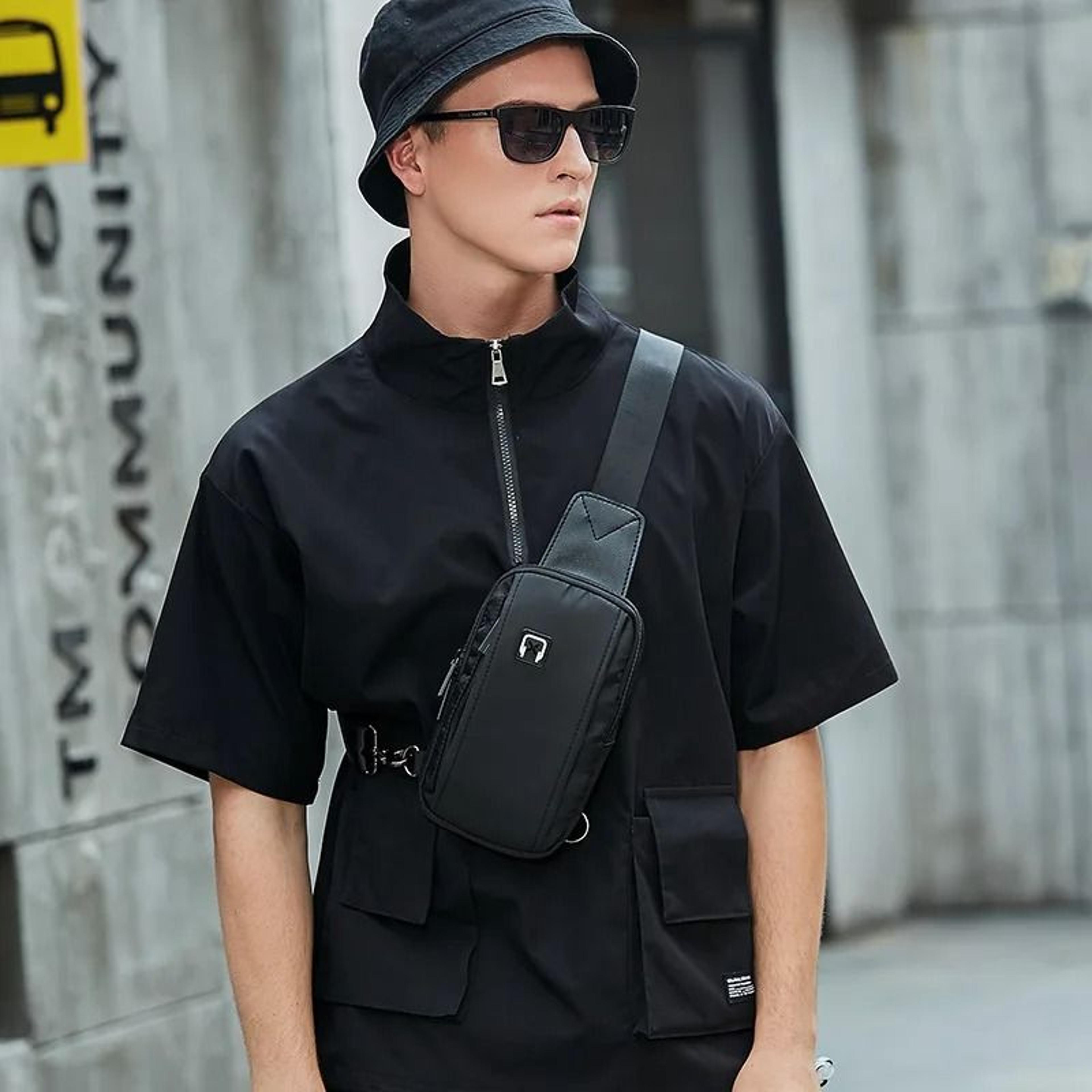 mens japanese oxford cloth chest crossbody bag