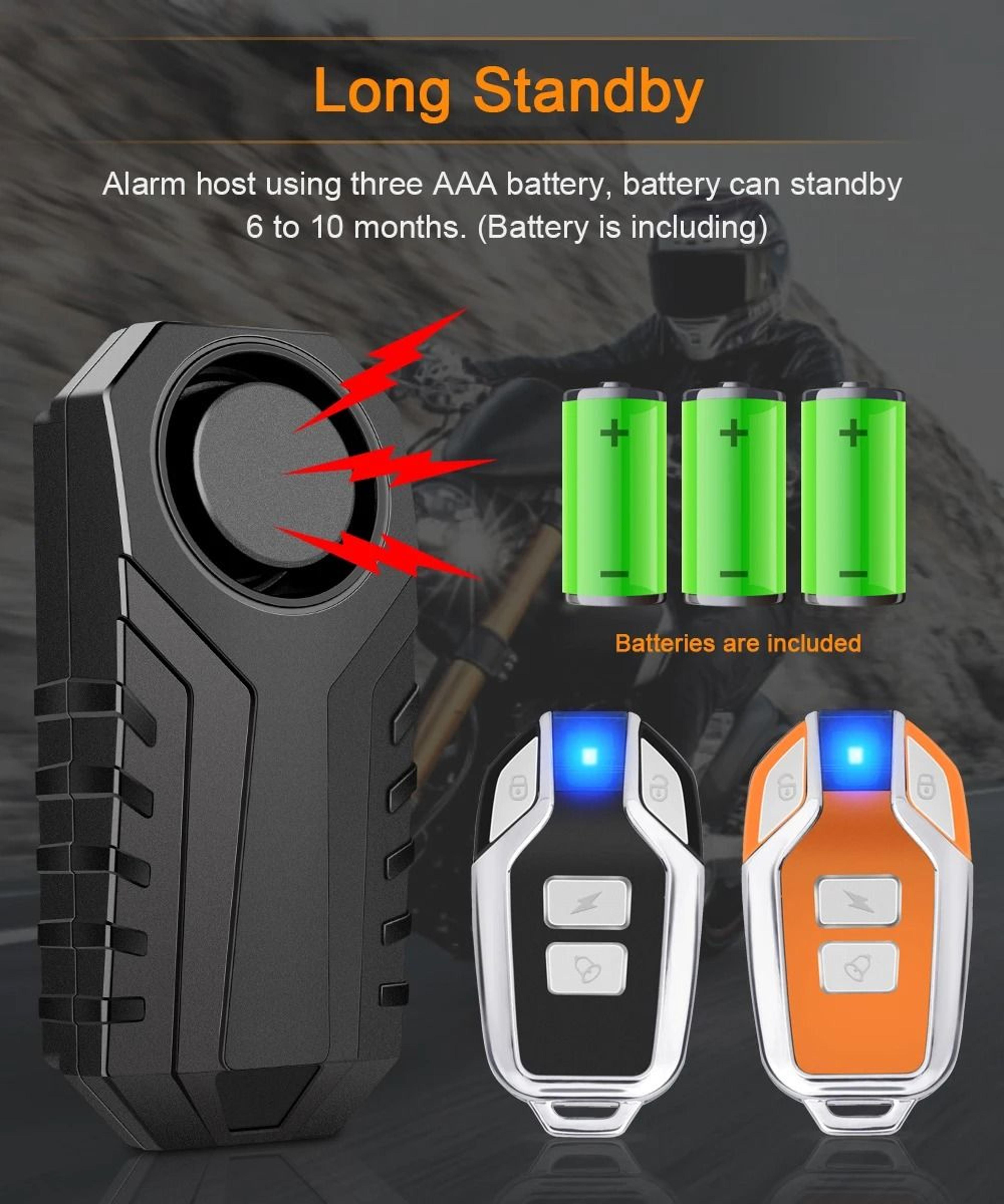 wireless vibration alarm anti theft ip55 for motorcycle and bicycle