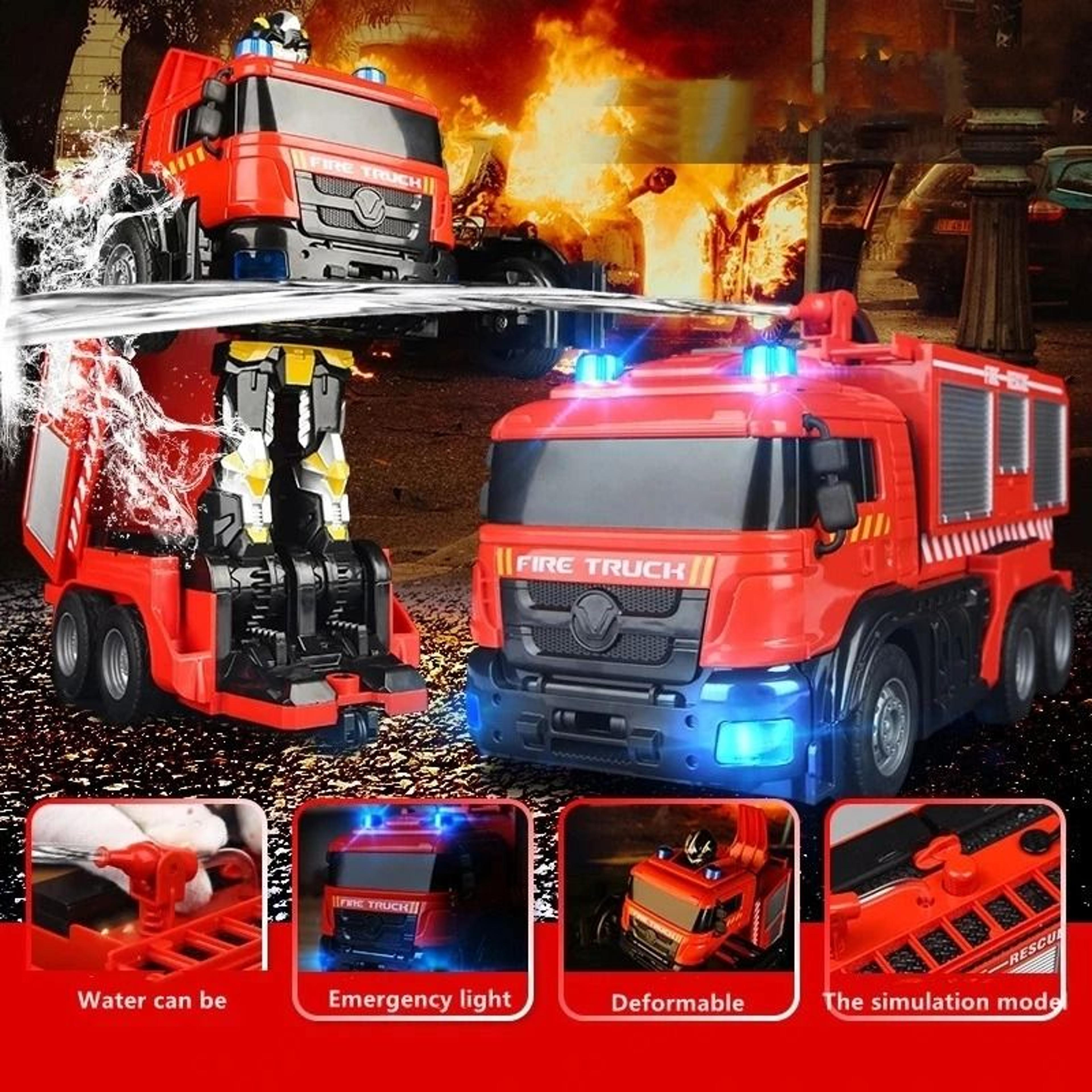 transforming rc engine truck robot toy with lights for kids