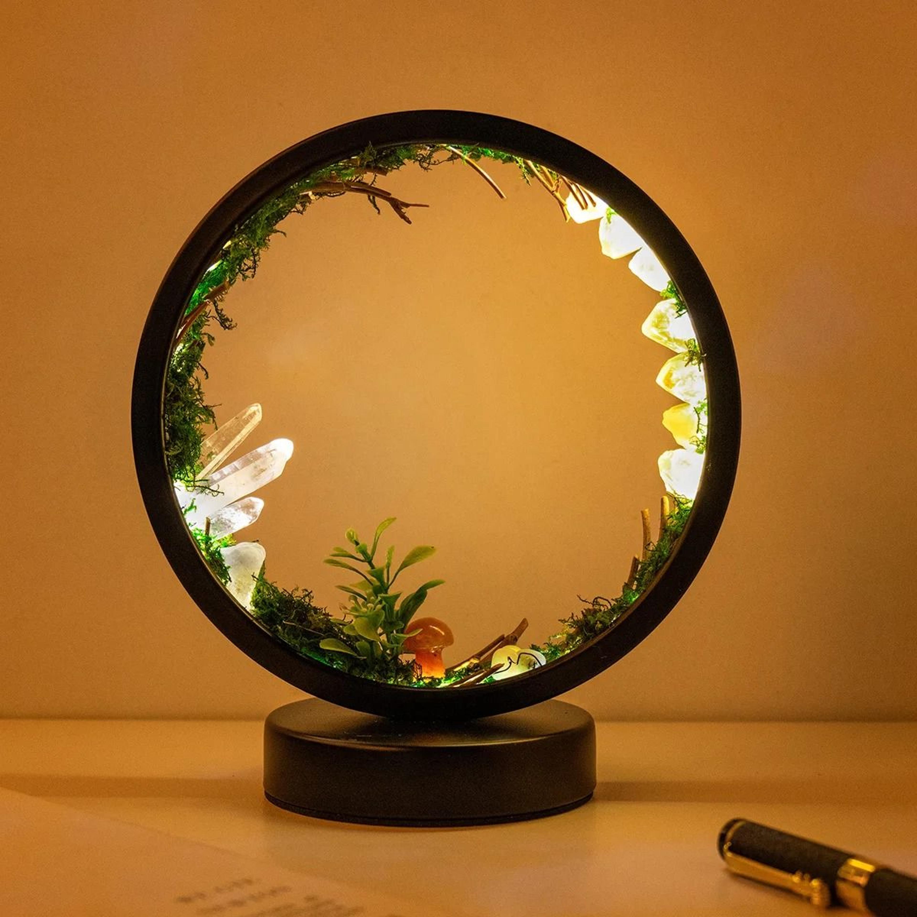 natural quartz forest crystal led night light