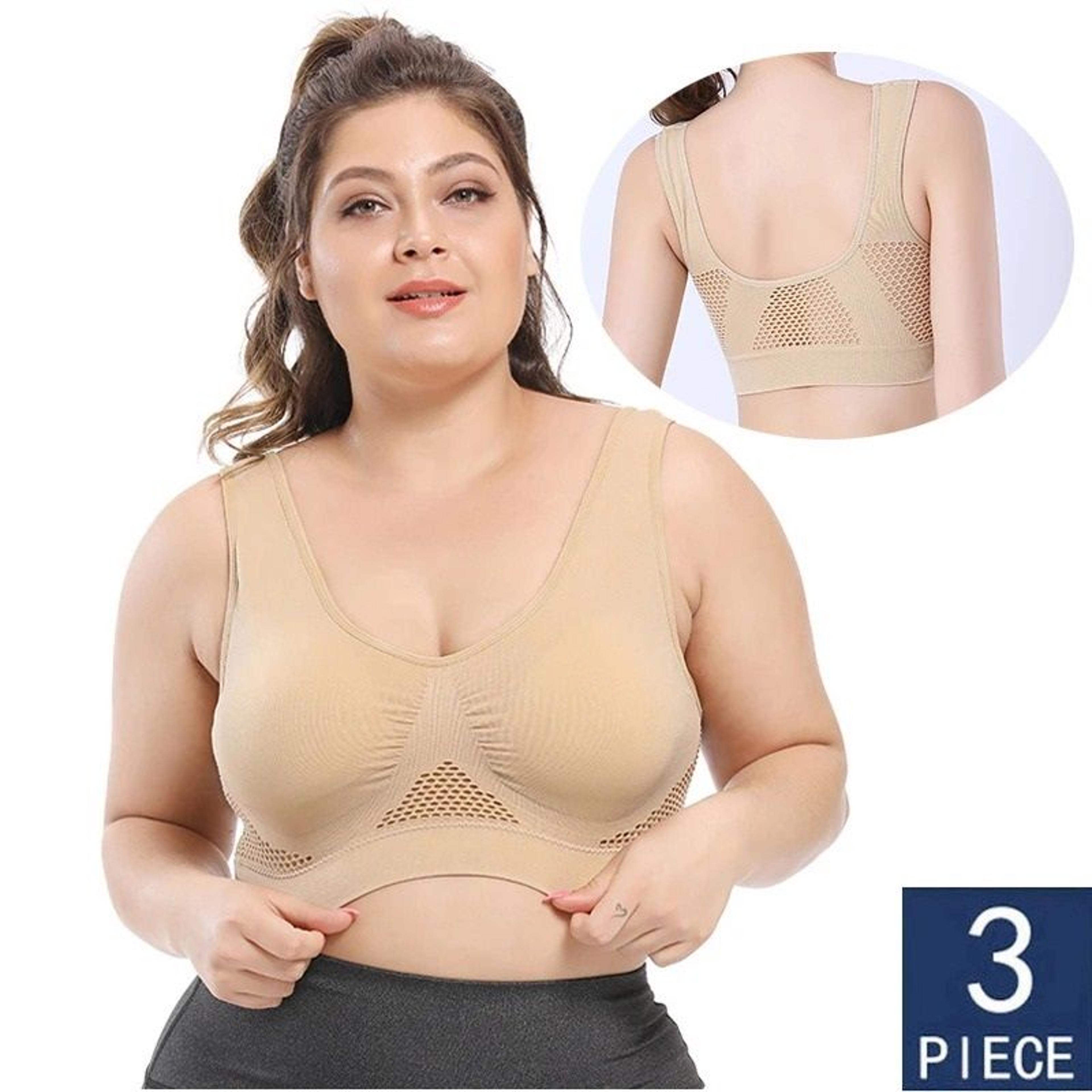 3 pack seamless plus size bras with pads and wireless comfort