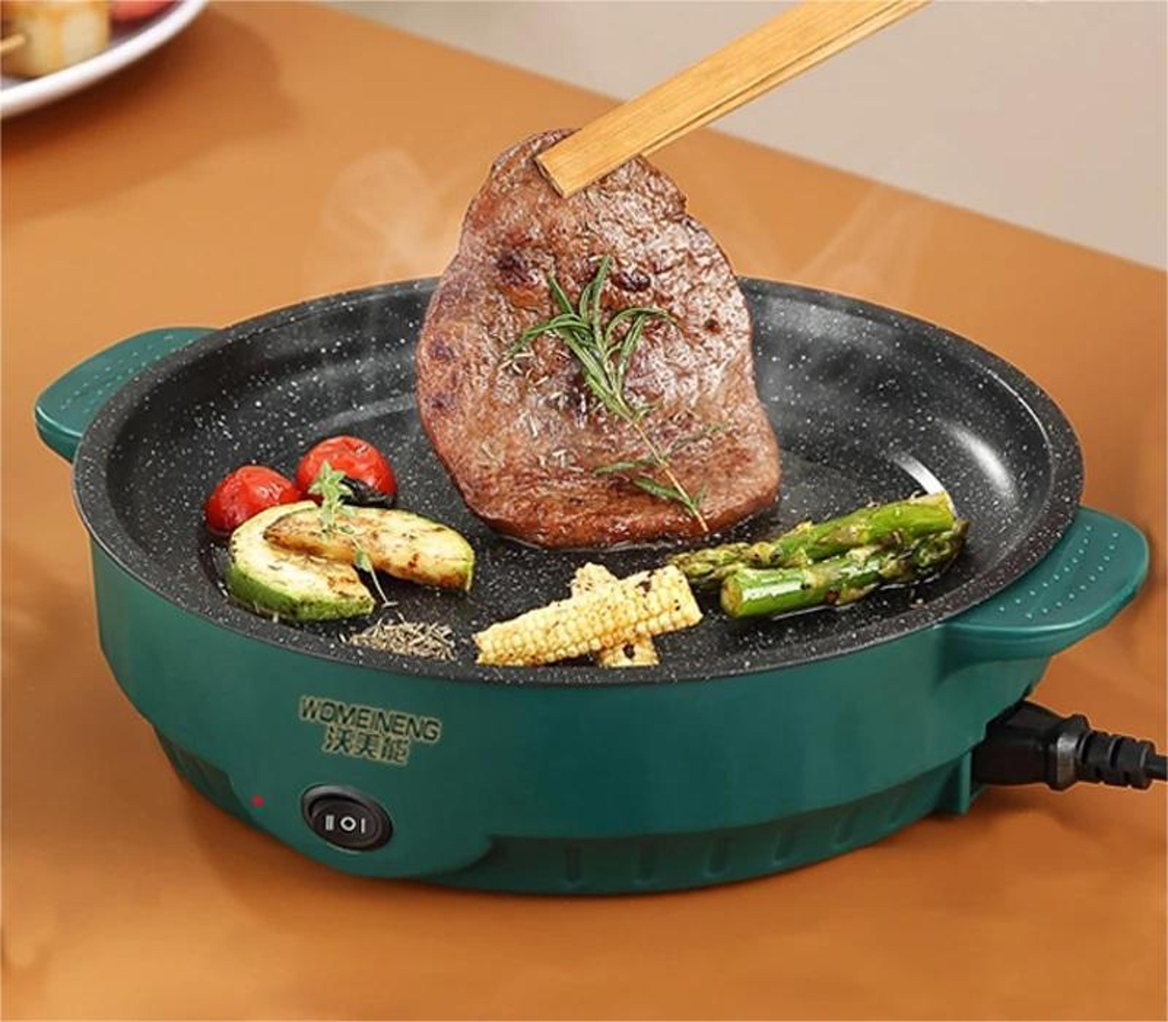 non-stick electric multi cooker pan for home frying steaming and barbecue