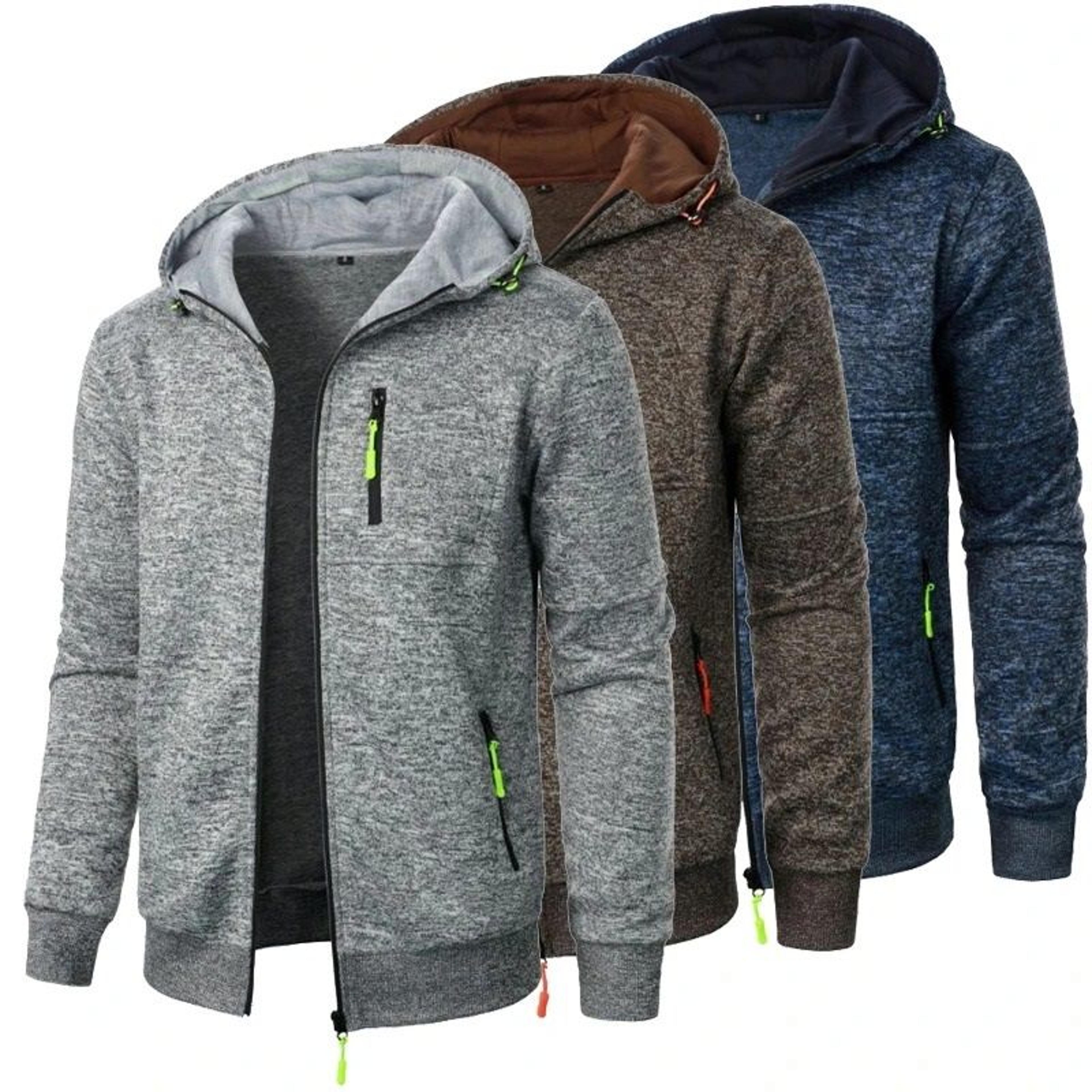 mens hooded zipper sweatshirt jacket winter warm streetwear