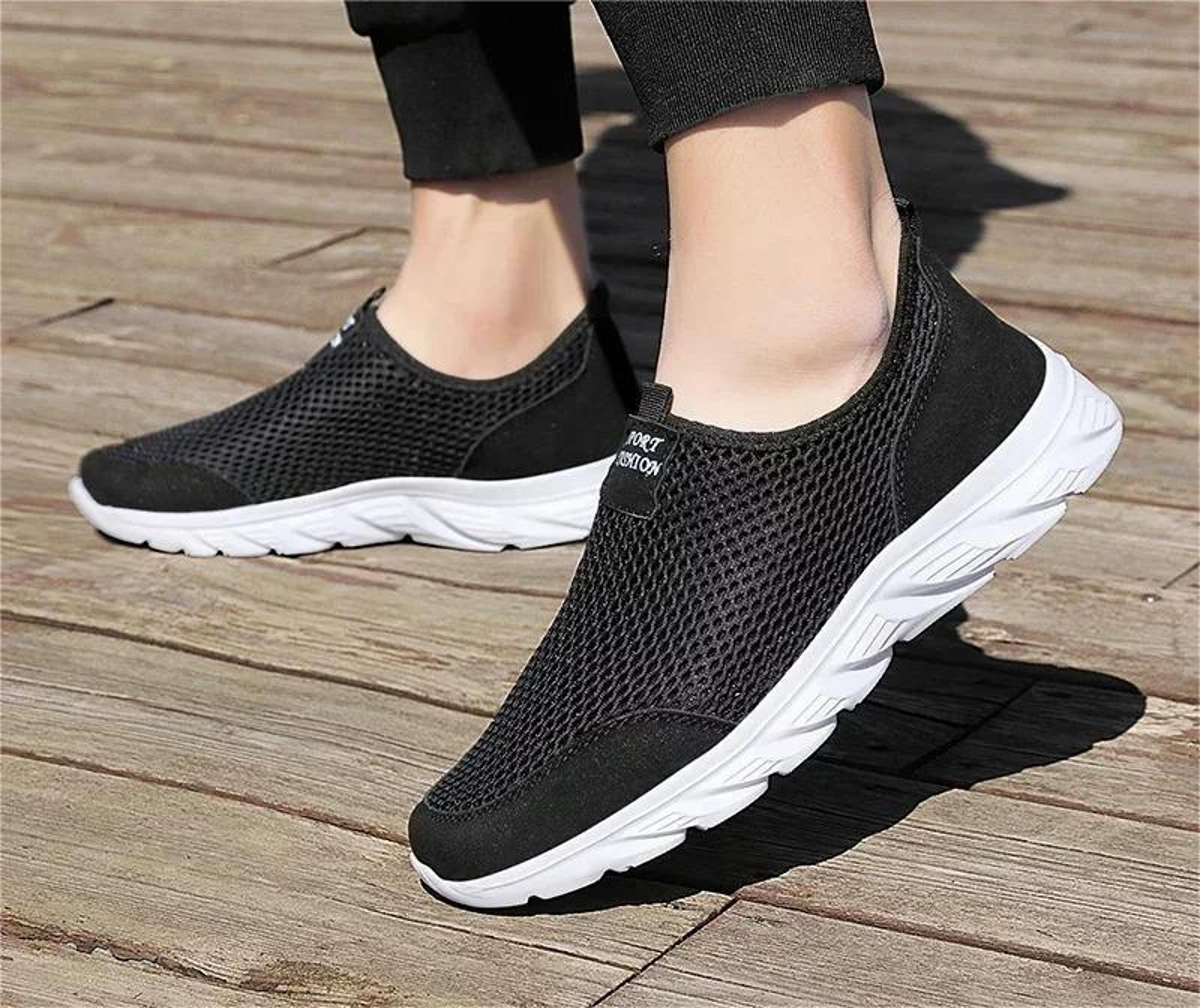 lightweight breathable slip on walking sneakers for men outdoor