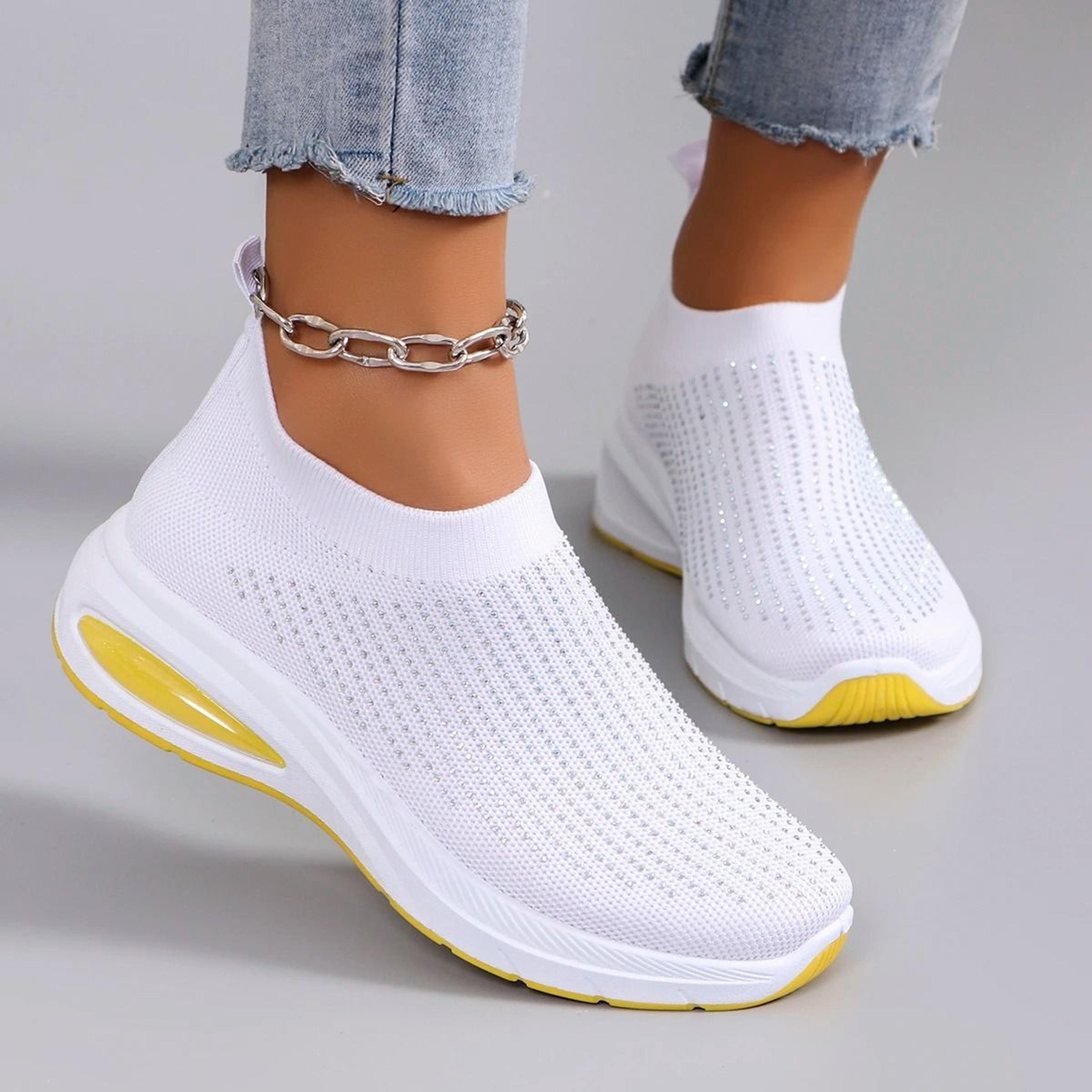 lightweight breathable slip on womens casual sports shoes flat walking sneakers