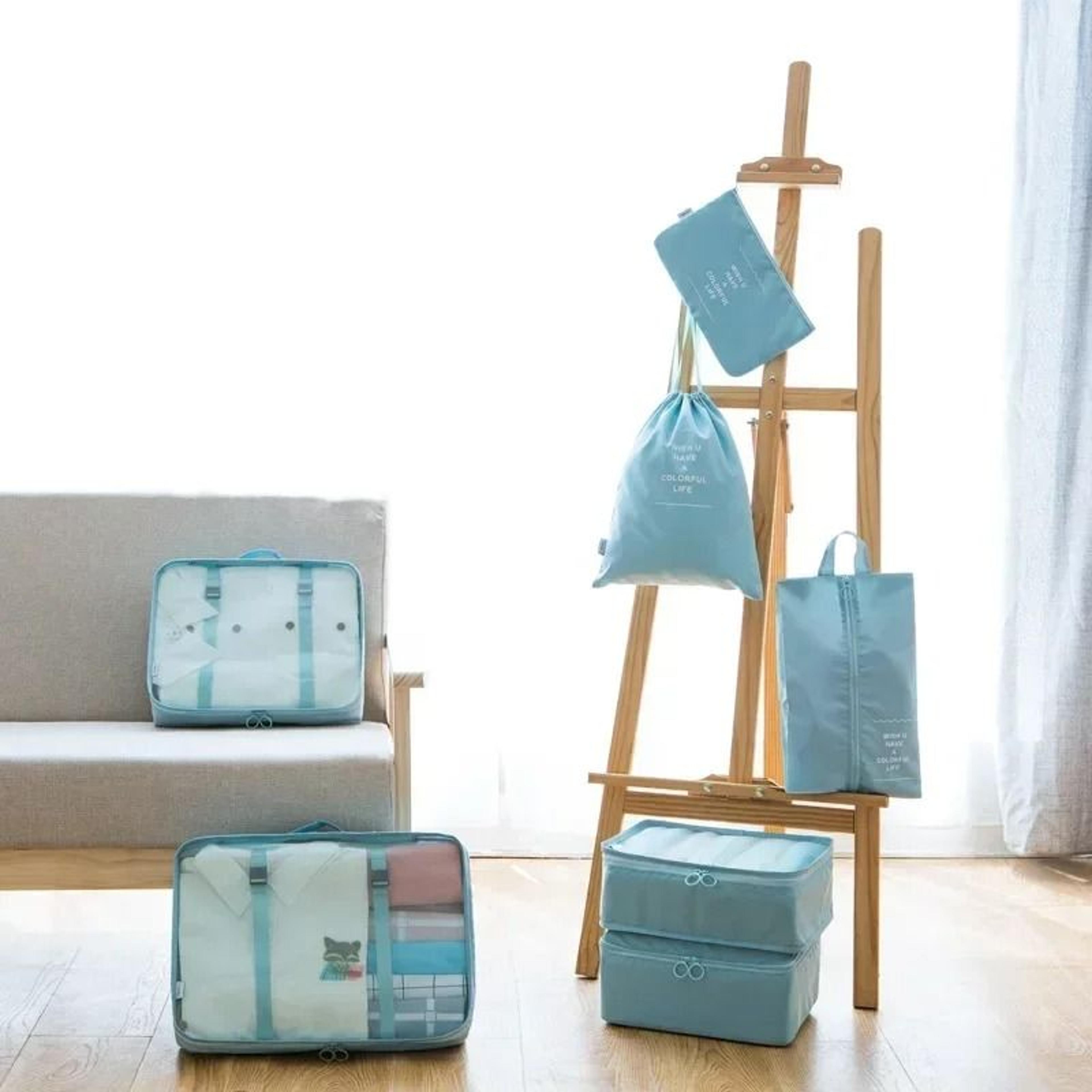 7-piece travel packing organizer set