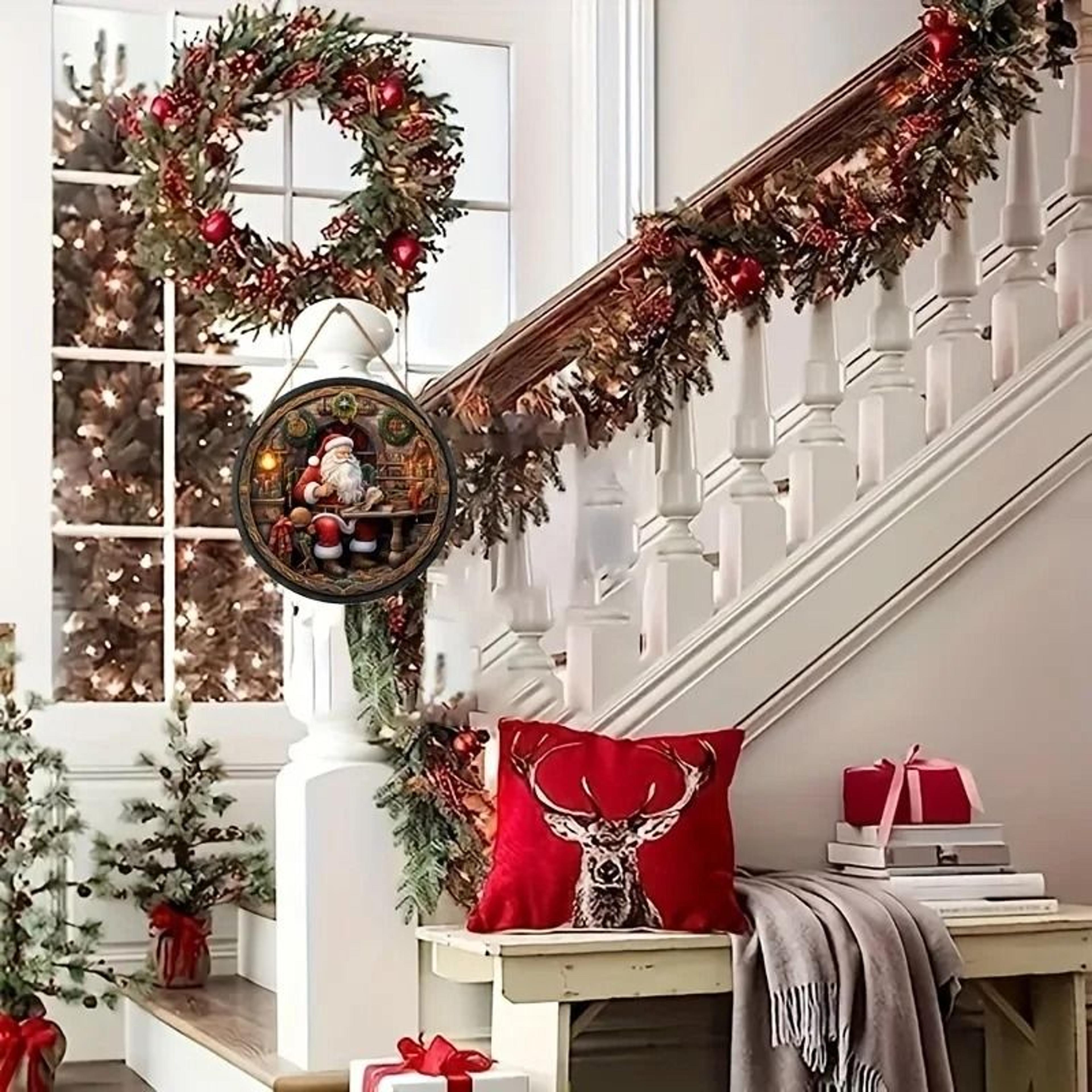 christmas welcome hanging wooden sign