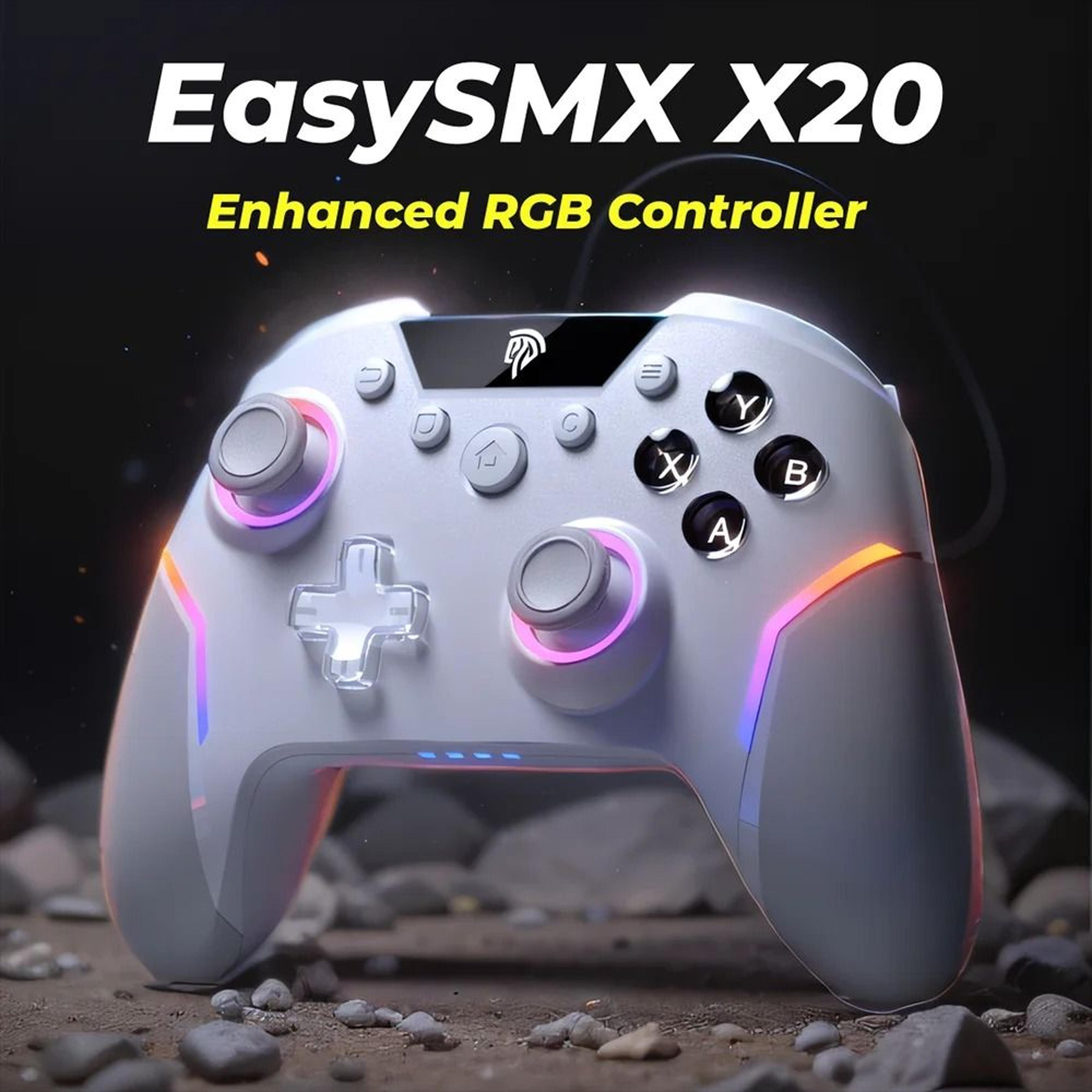 wireless game controller with rgb effects and hall sensor joysticks