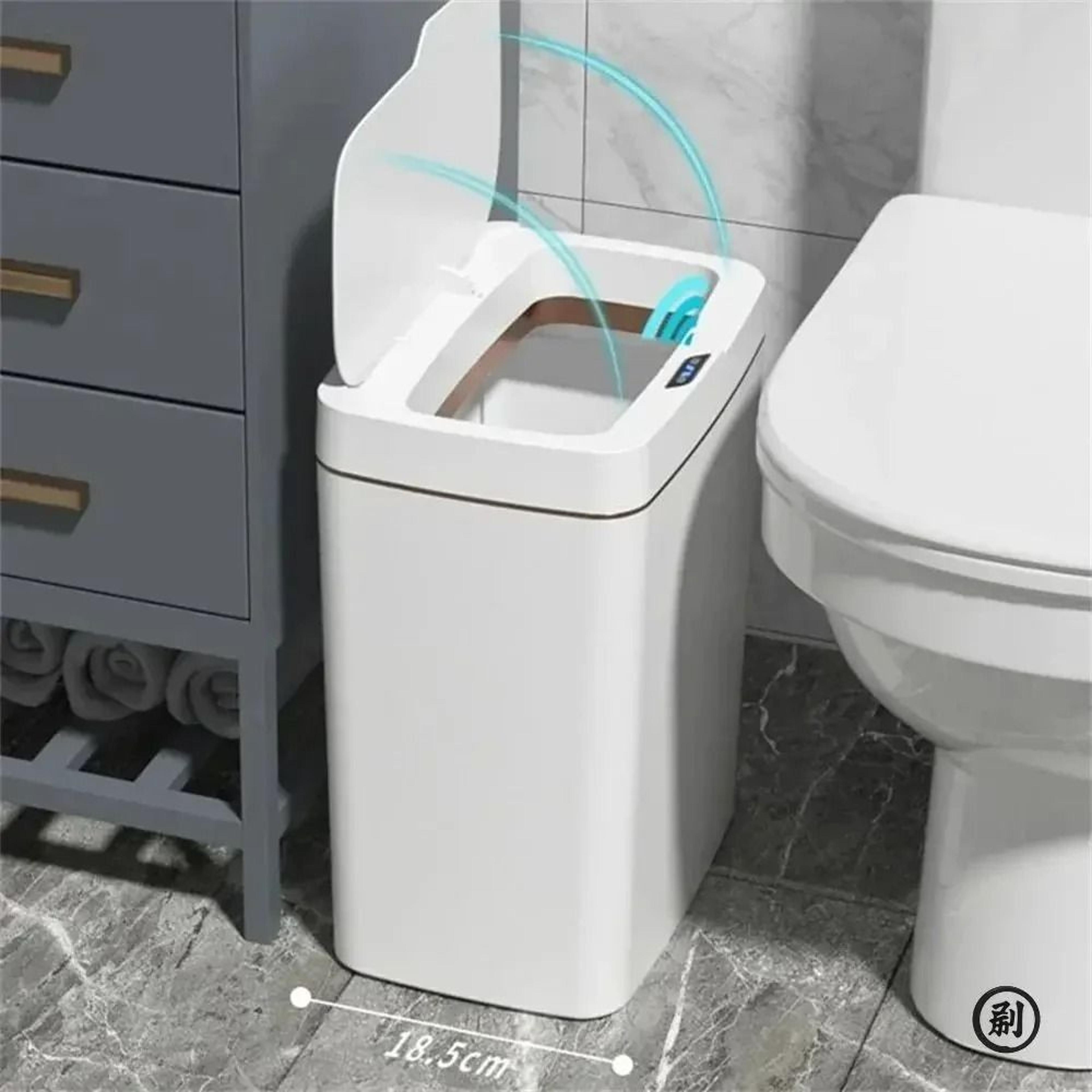 smart bathroom trash can with automatic bagging and touchless sensor