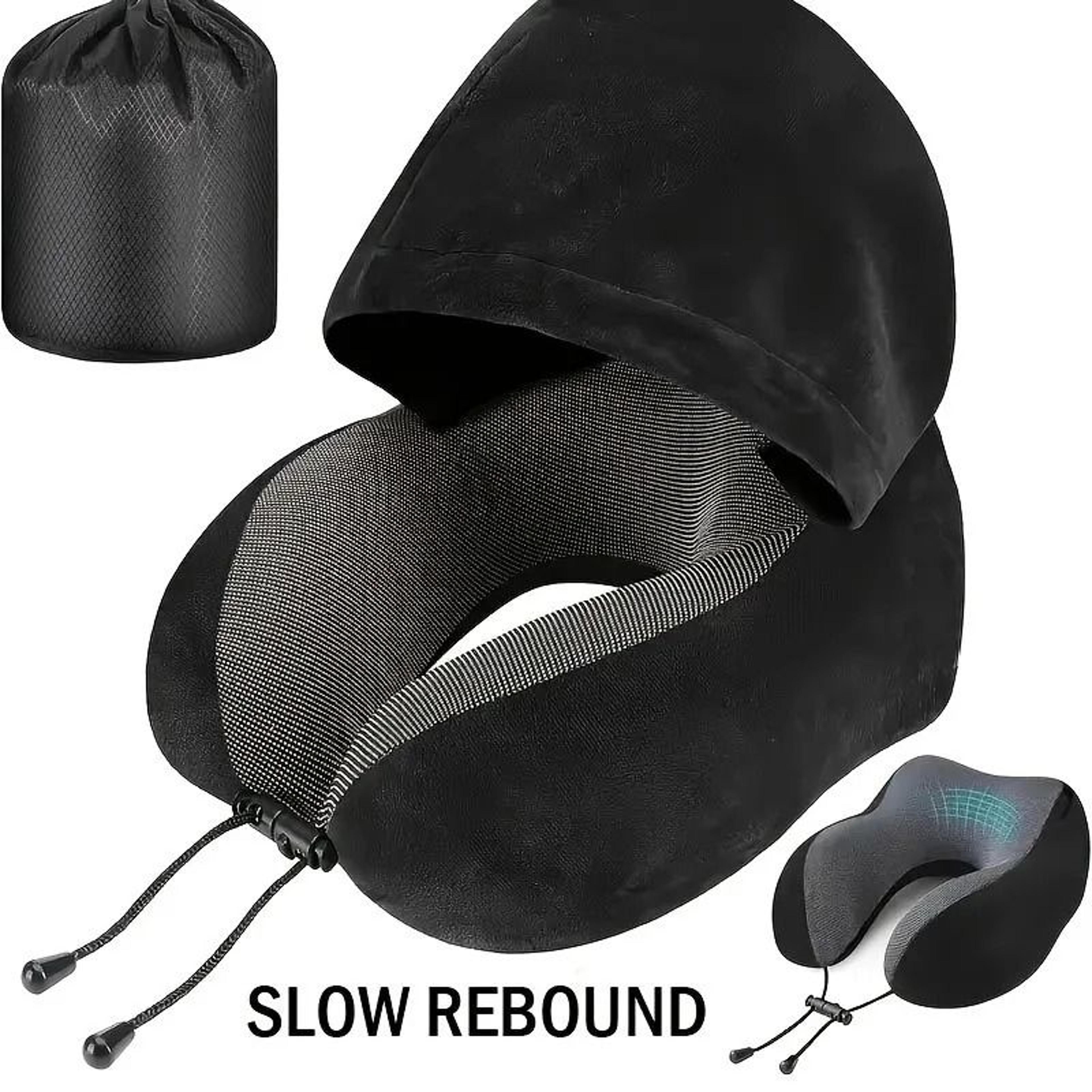 memory foam hooded travel pillow with neck support